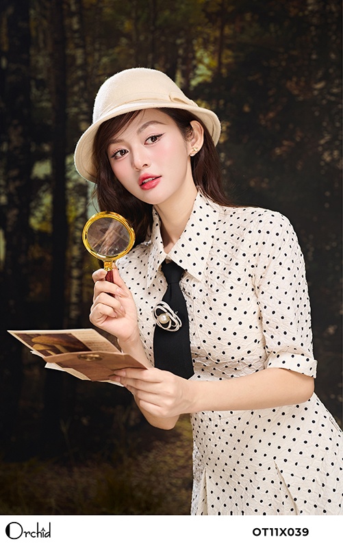 OT11X039 - Đầm xốp chấm bi