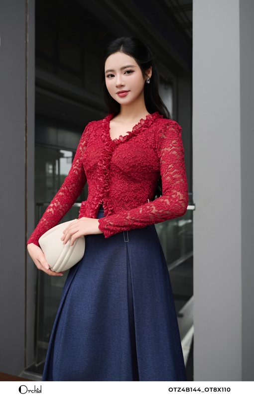 OTZ4B144 - Áo ren lưới thêu hoa