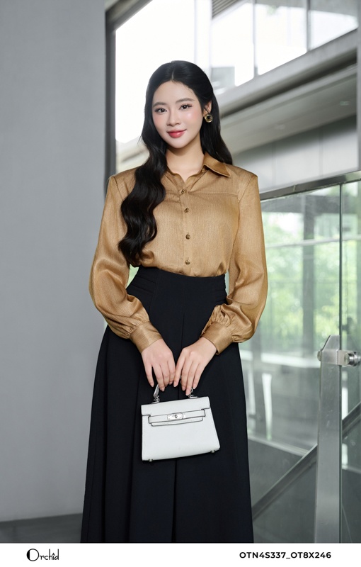 OTN4S337 - Áo lụa vân ánh kim