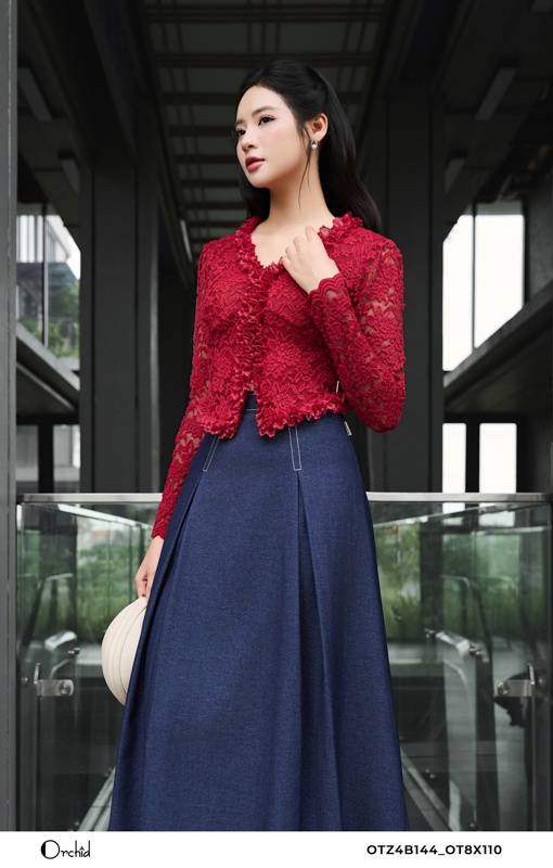 OTZ4B144 - Áo ren lưới thêu hoa