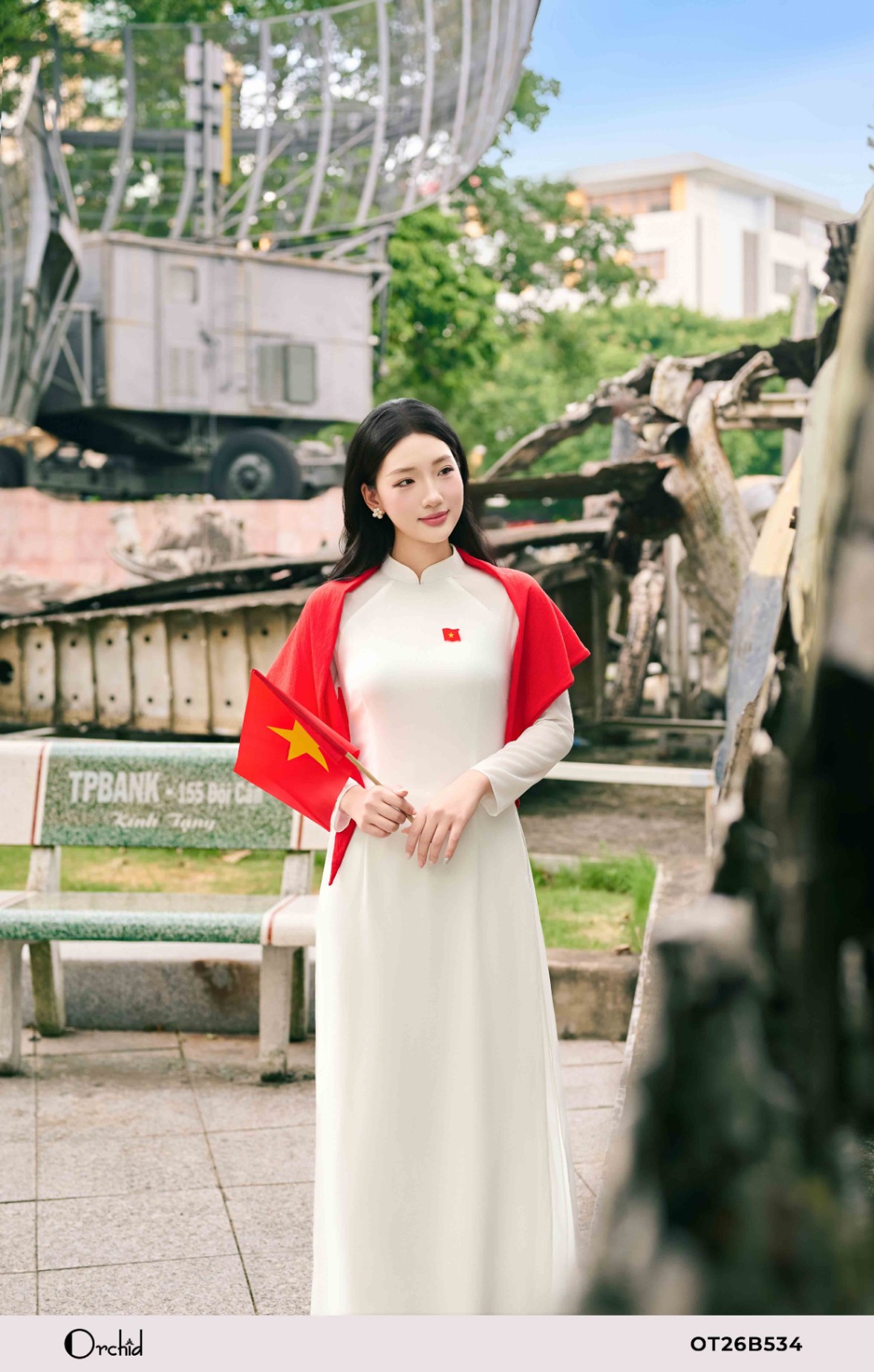 OT26B534 - Sét bộ áo dài chiffon