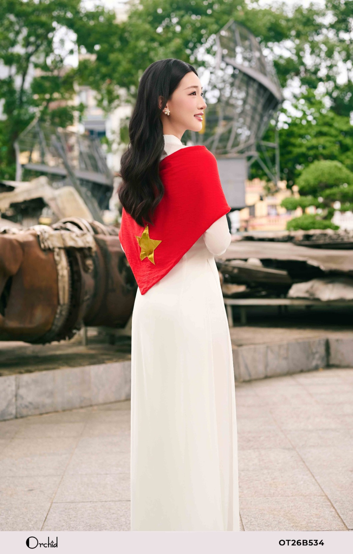 OT26B534 - Sét bộ áo dài chiffon