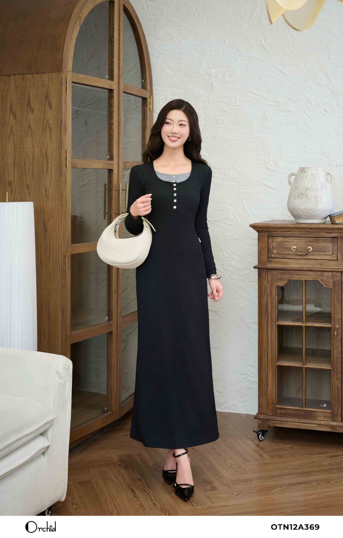 OTN12A369 - Đầm cotton xốp sóng