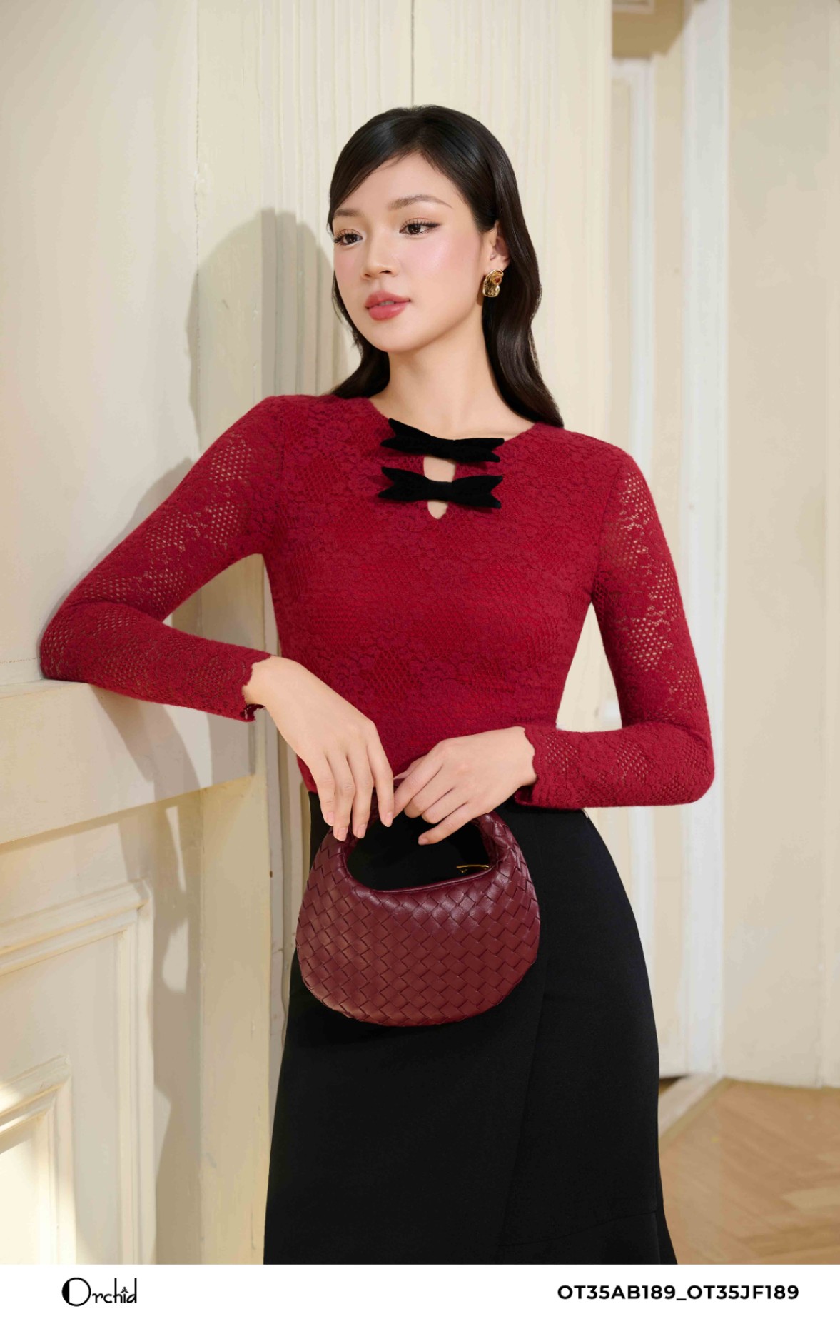 OT35AB189 - Áo ren nhung hoa