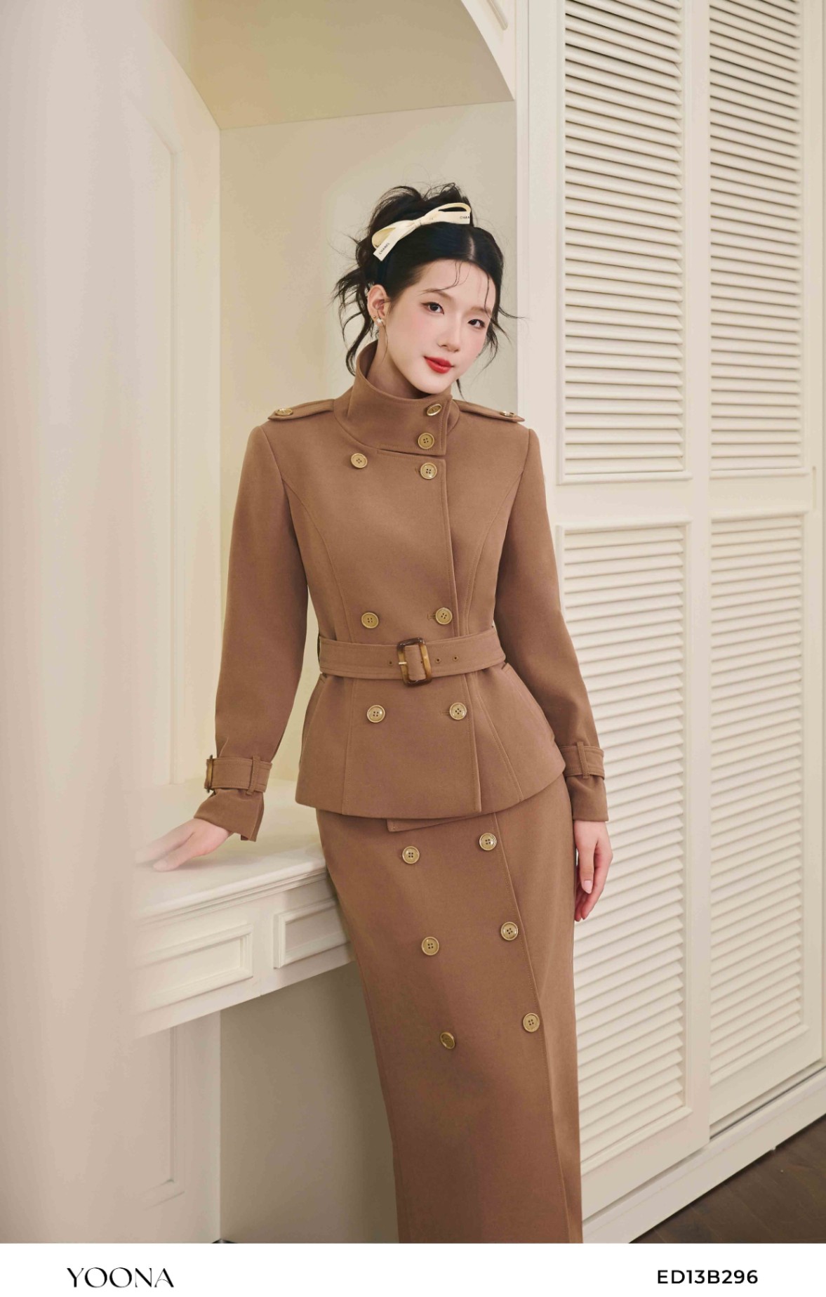 OHK9A332 - Đầm denim chéo hàn