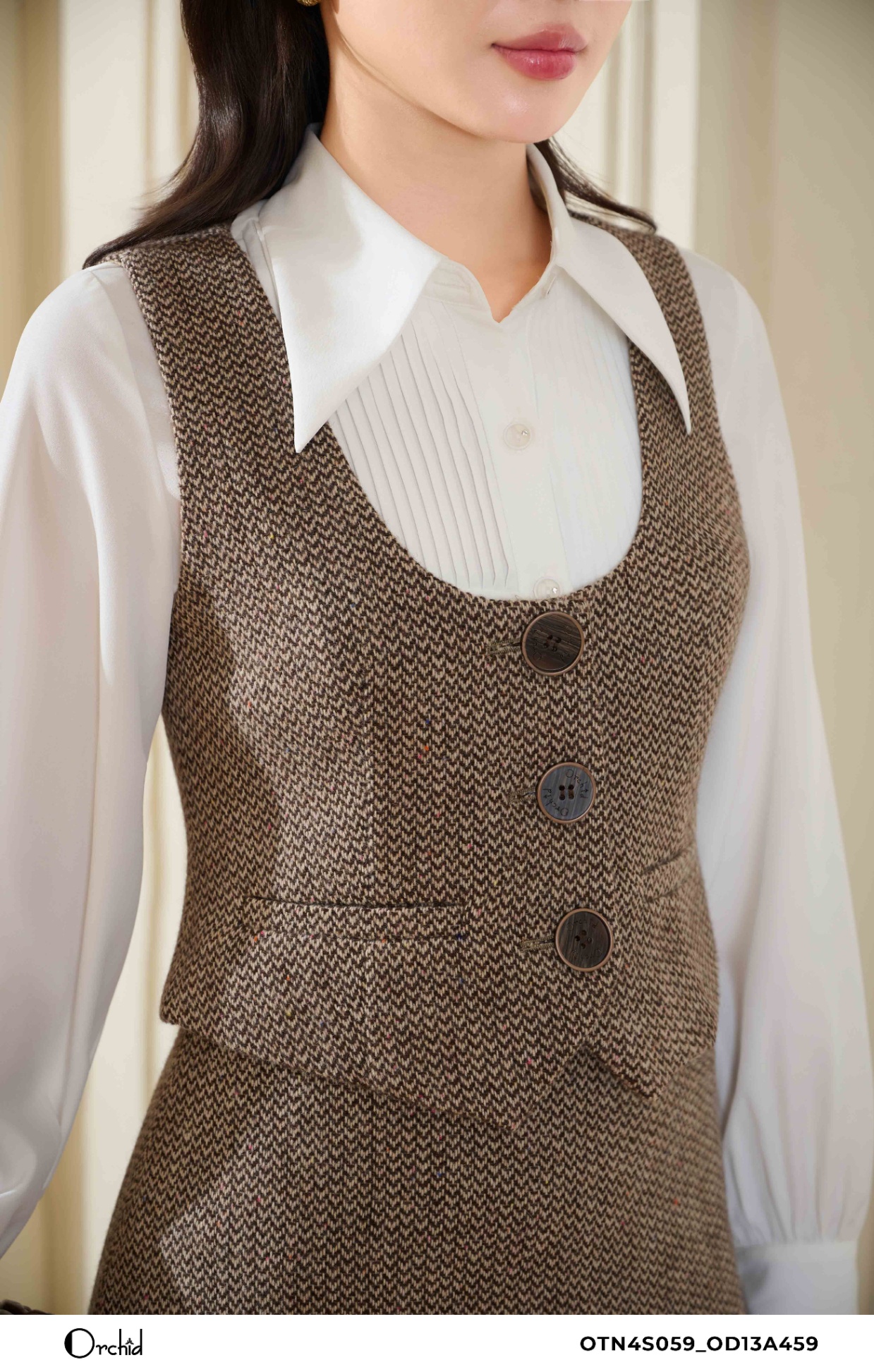 OD13A459 - Bộ dạ tweed kẻ