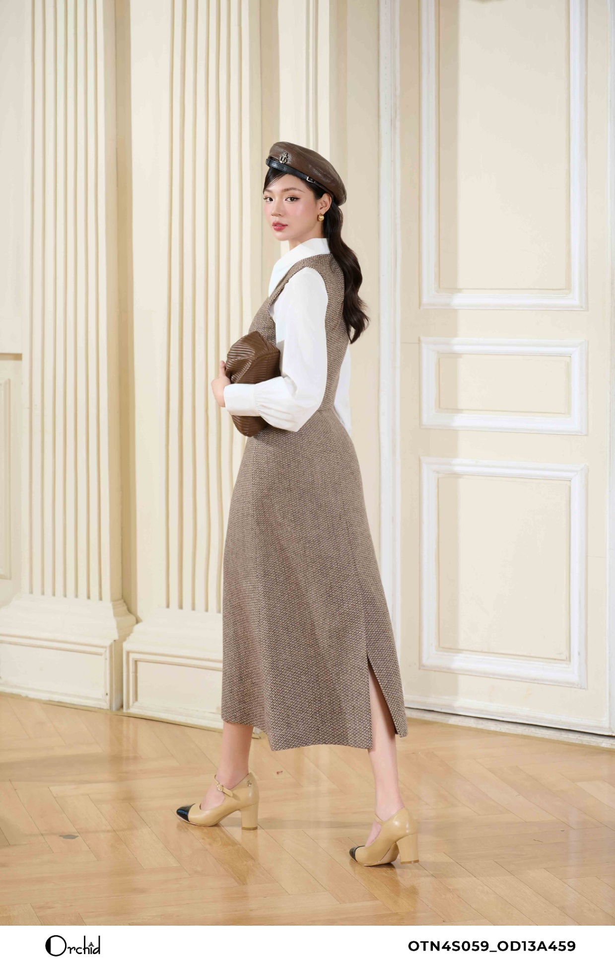 OD13A459 - Bộ dạ tweed kẻ