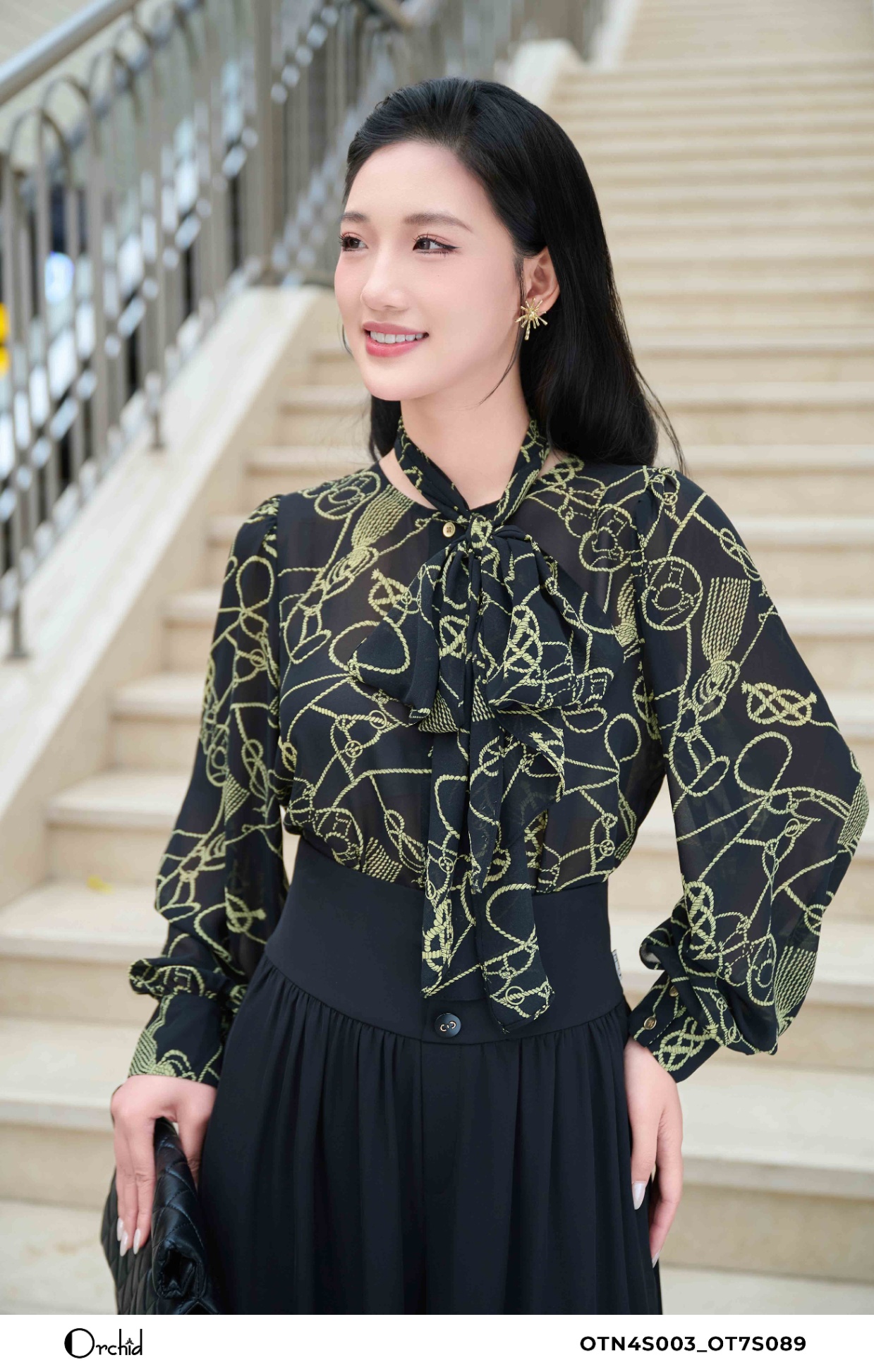 OTN4S003 - Áo tơ họa tiết