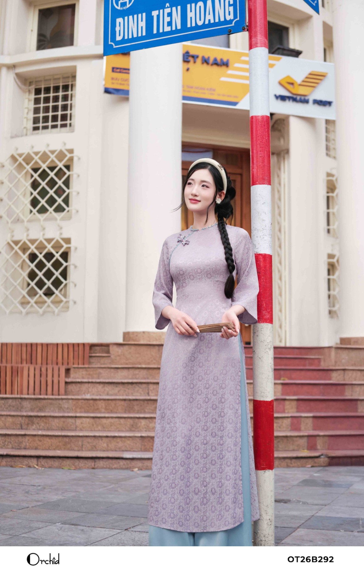 OT26B292 - Sét bộ áo dài lụa hoa