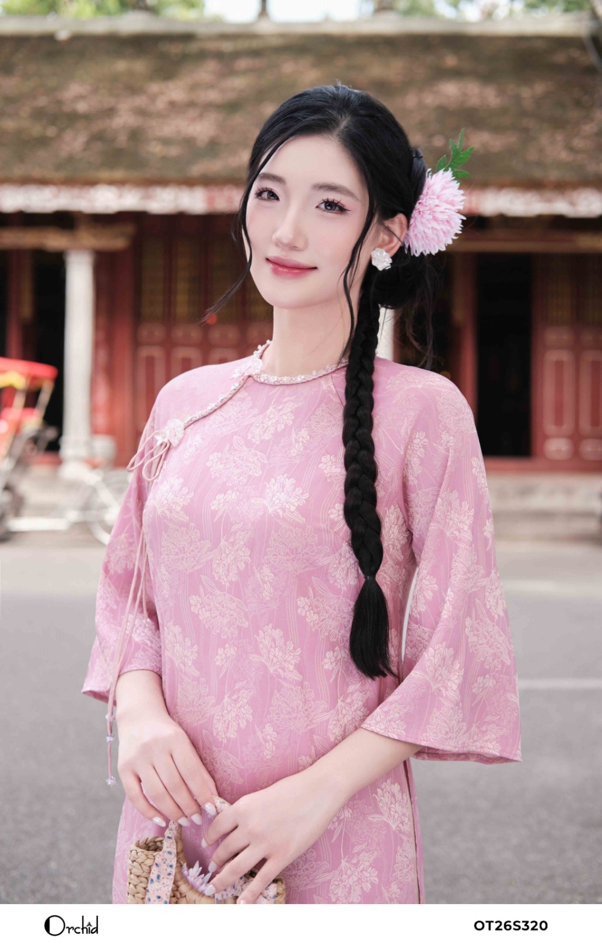 OT26S320 - Sét bộ áo dài lụa