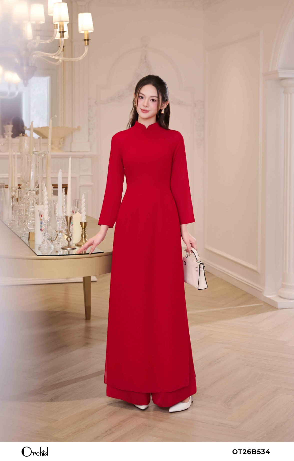 OT26B534 - Sét bộ áo dài chiffon