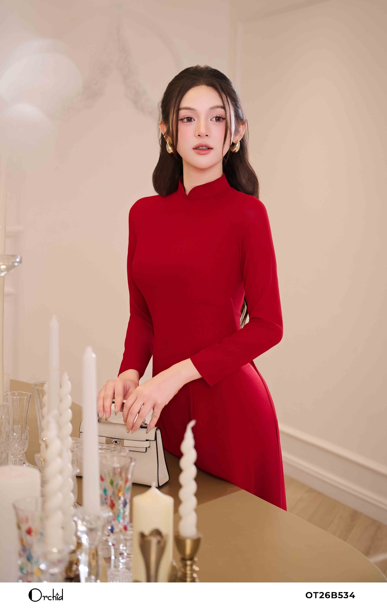 OT26B534 - Sét bộ áo dài chiffon