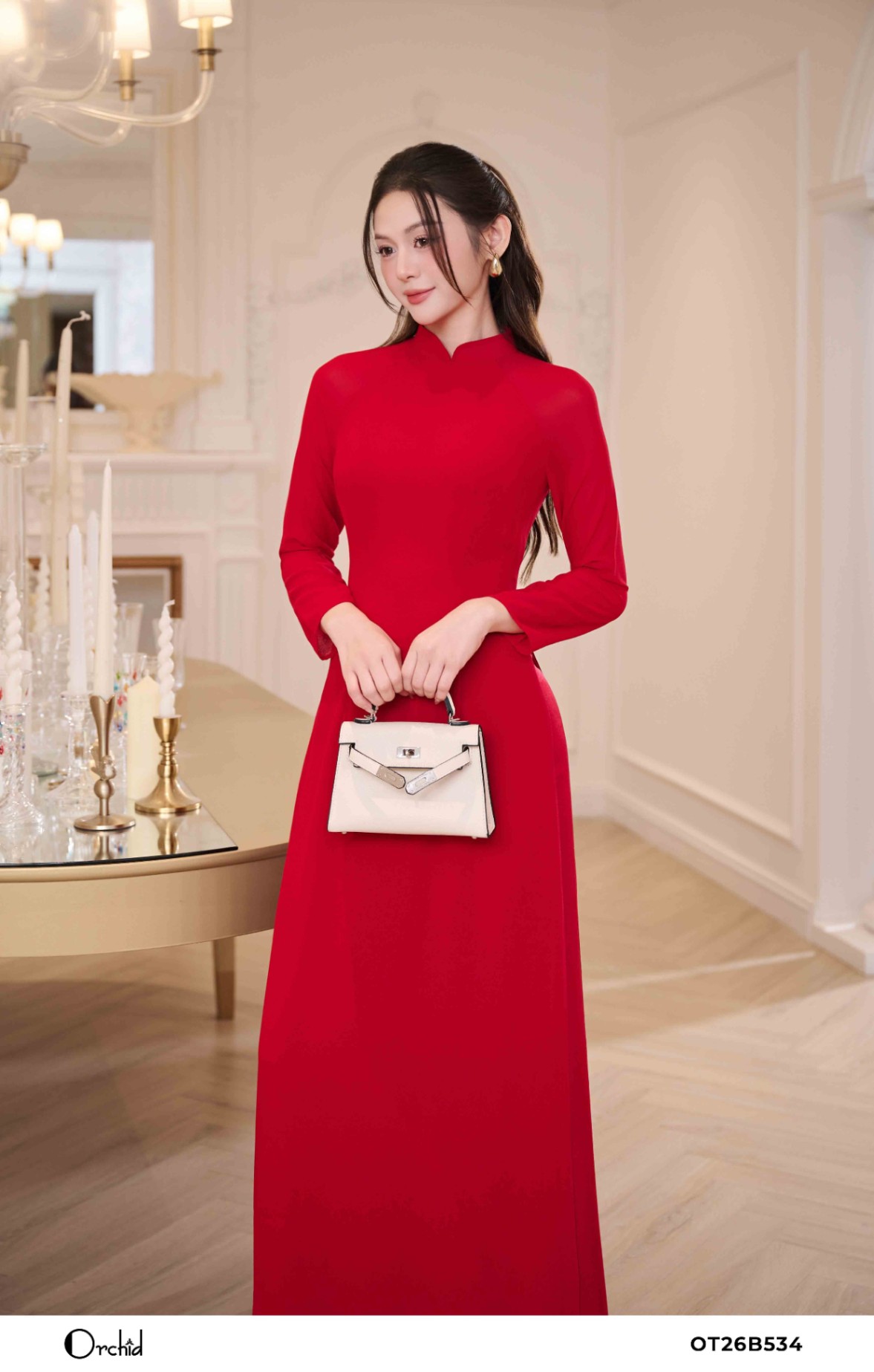 OT26B534 - Sét bộ áo dài chiffon