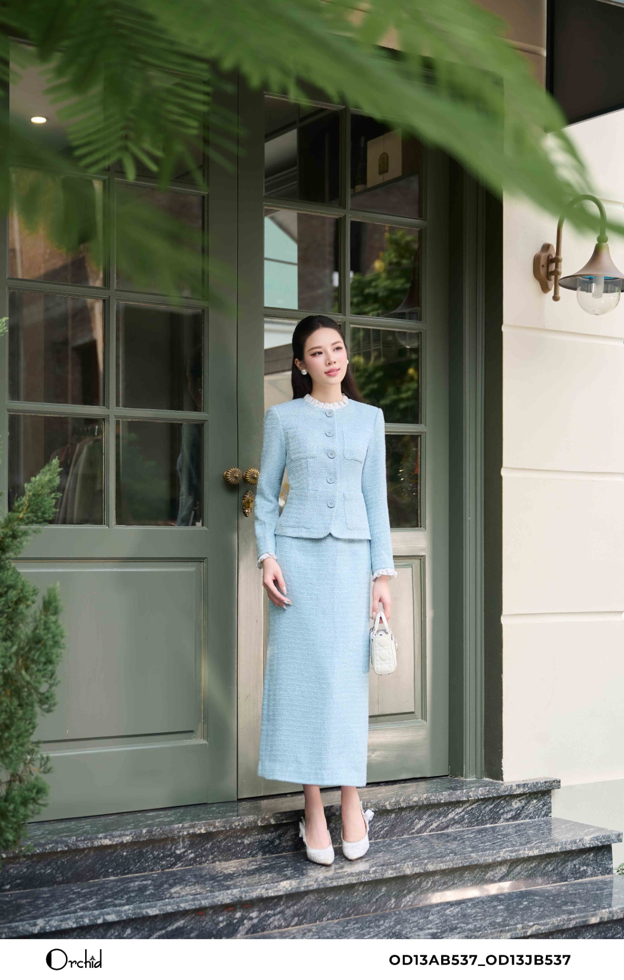 OD13AB537 - Bộ tweed kẻ kim tuyến