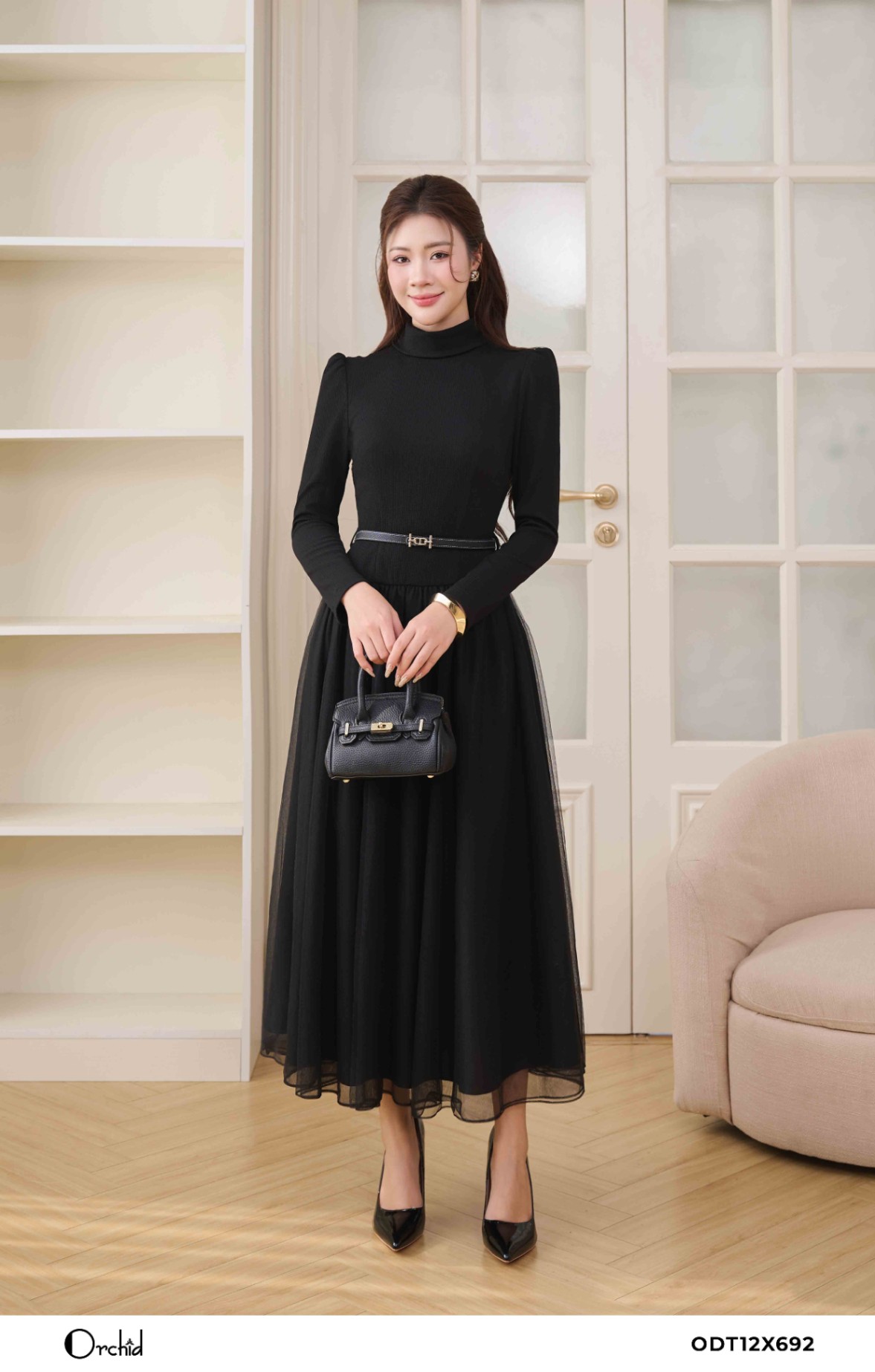 ODT12X692 - Đầm len gân sóng