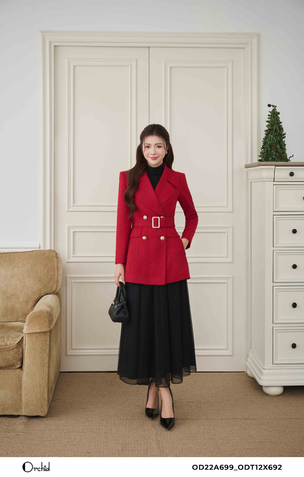 OD22A699 - Áo măng tô dạ tweed