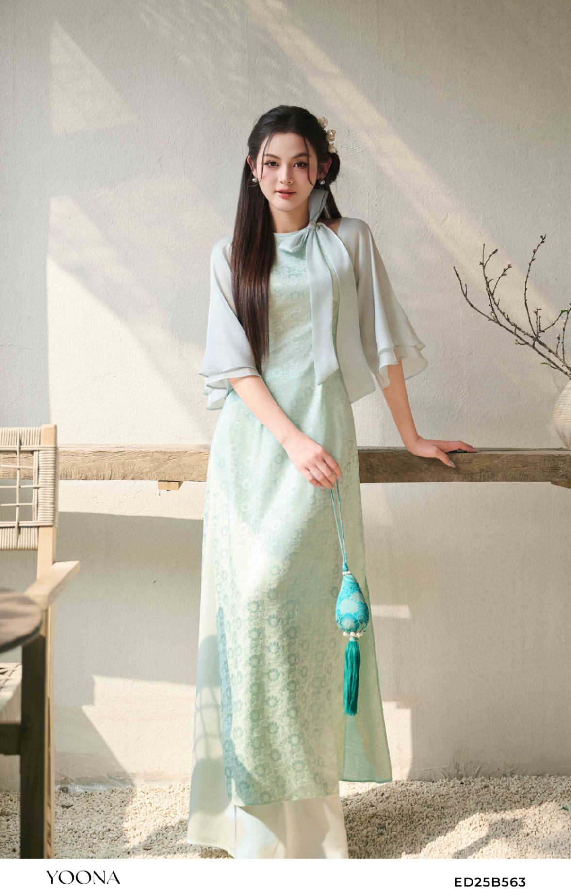 OH10X540 - Đầm tơ hoa lavender