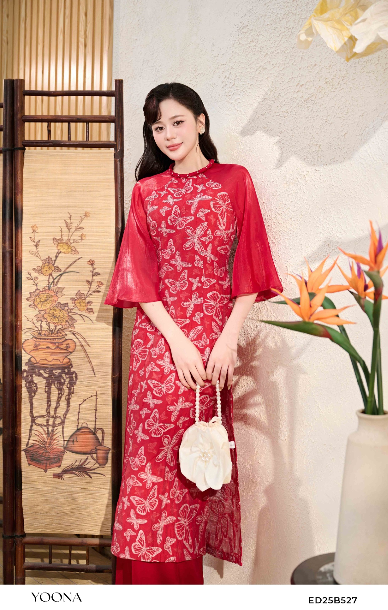 OH6S470 - Quần twill silk kẻ sọc