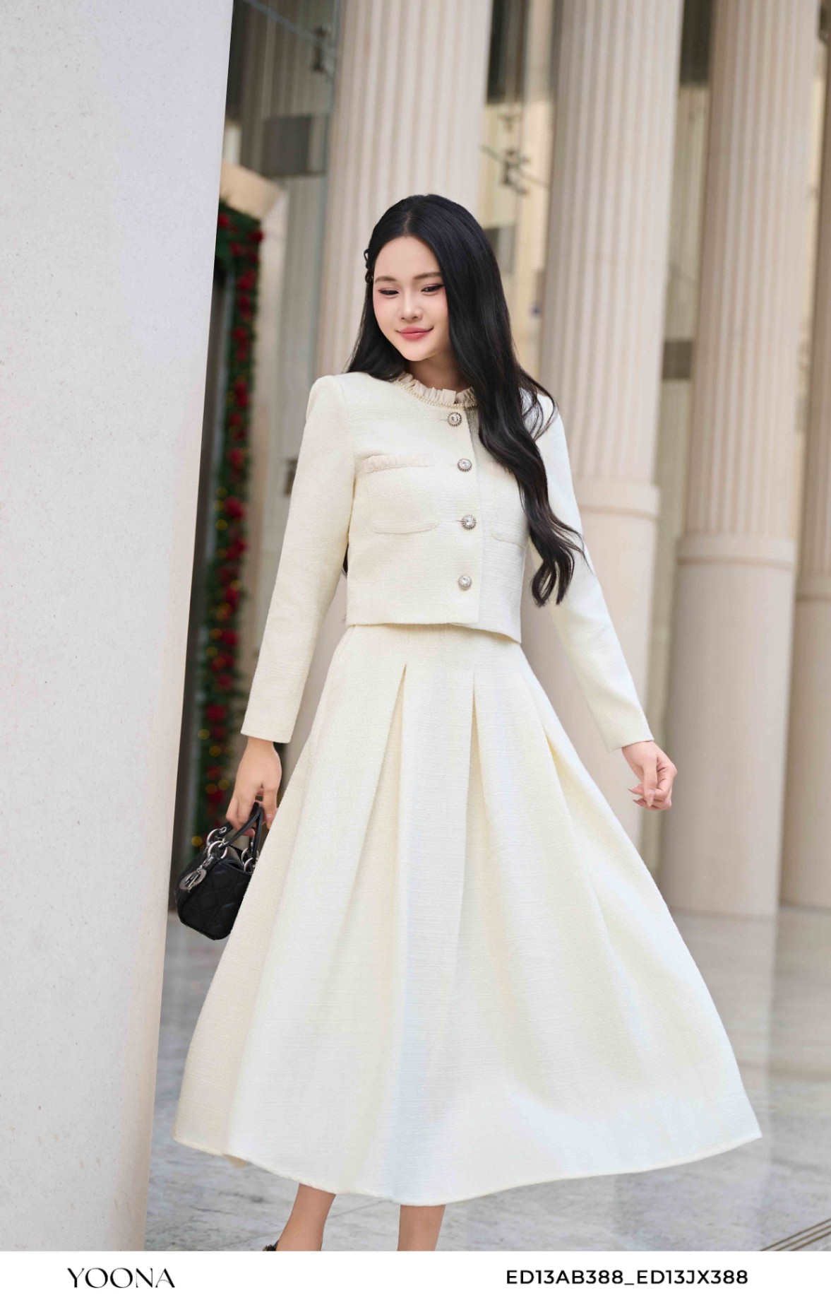 OHT10A599 - Đầm cotton gân