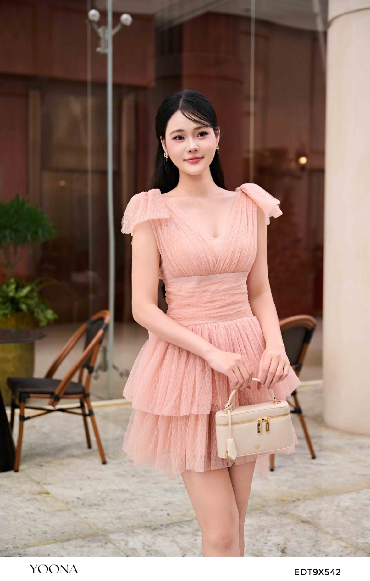 OHB9X479- Đầm thô họa tiết
