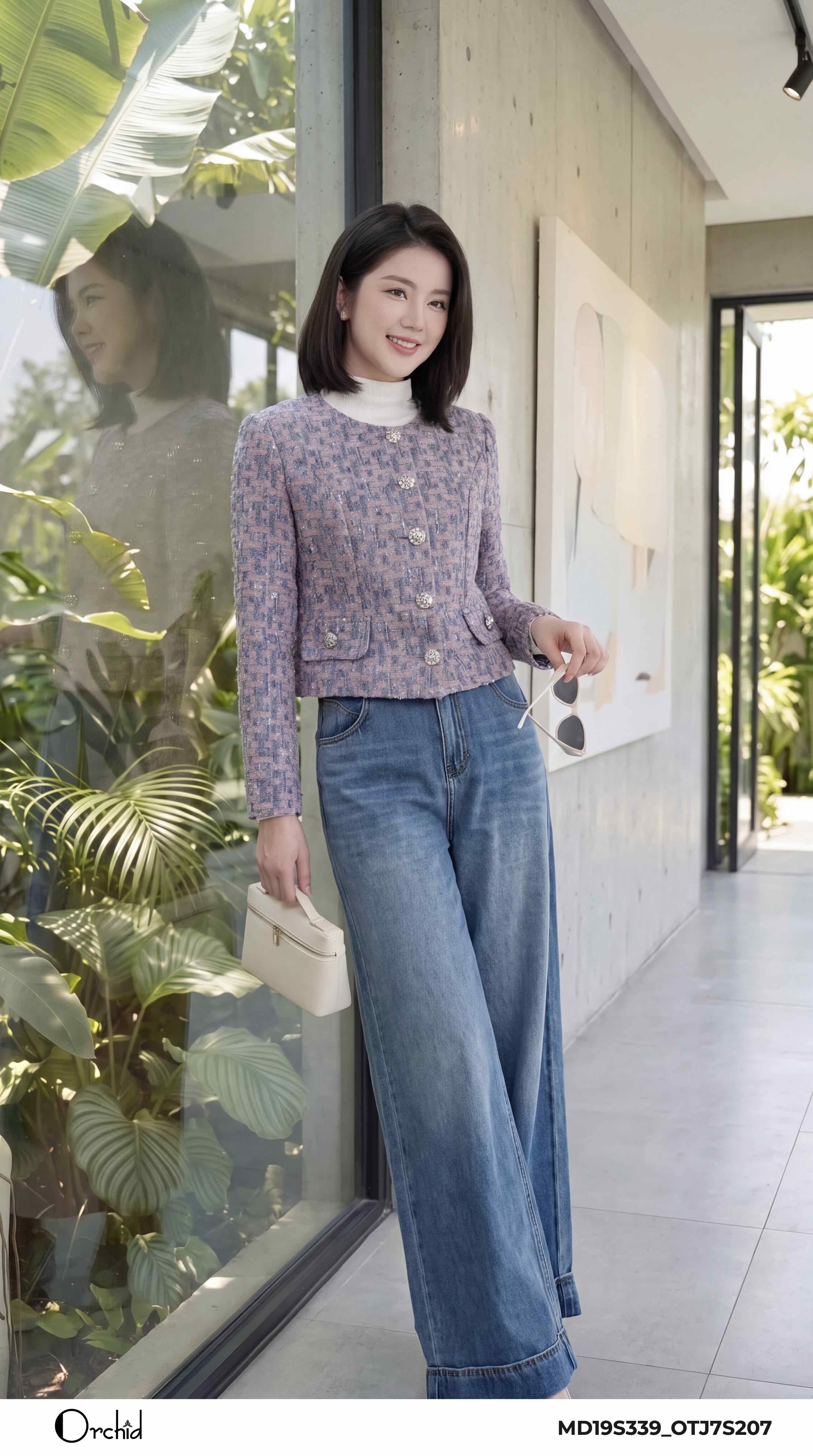 MD19S339 - Áo khoác dạ tweed kim tuyến