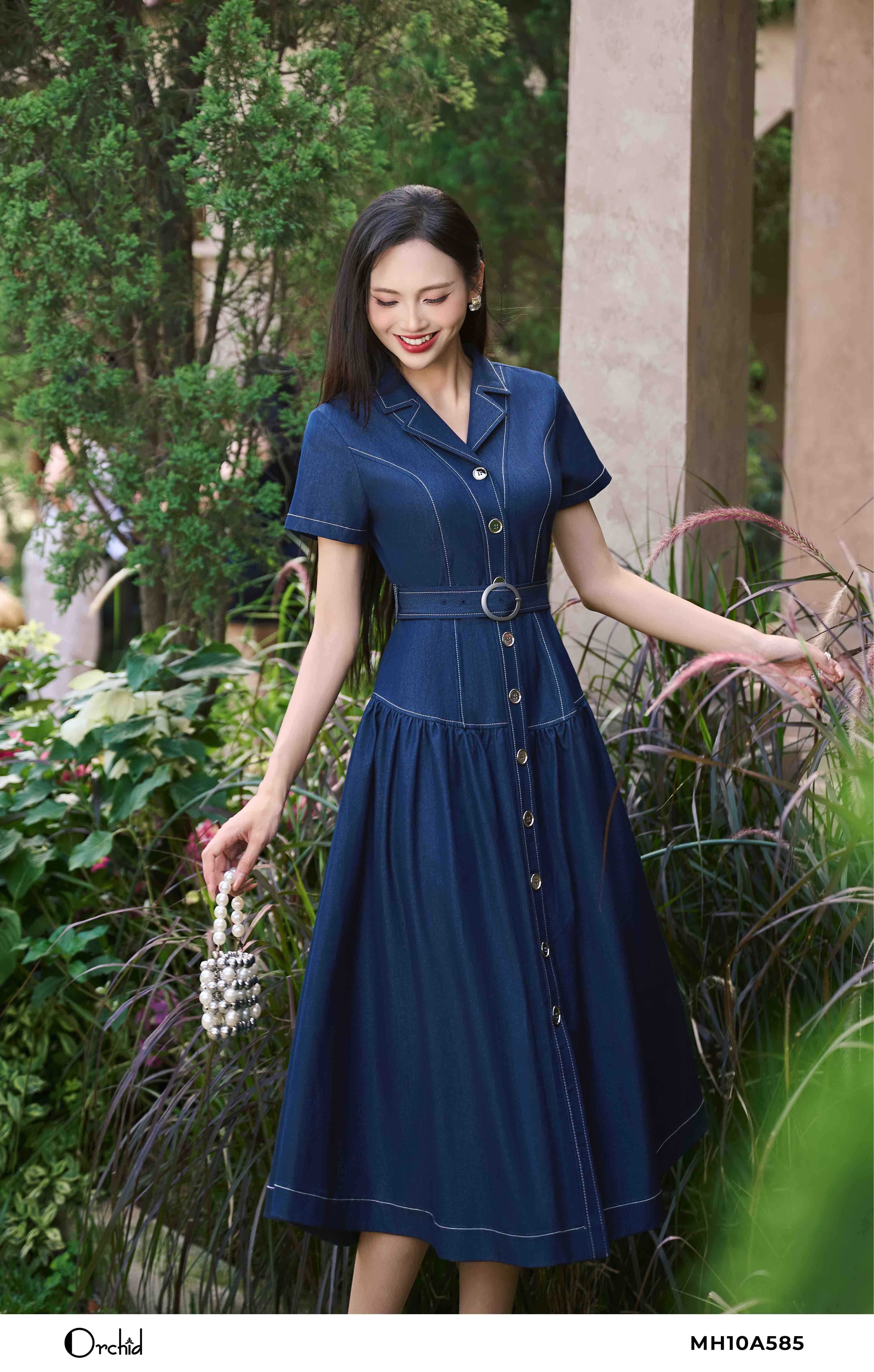 MH10A585 - Đầm denim bò lụa