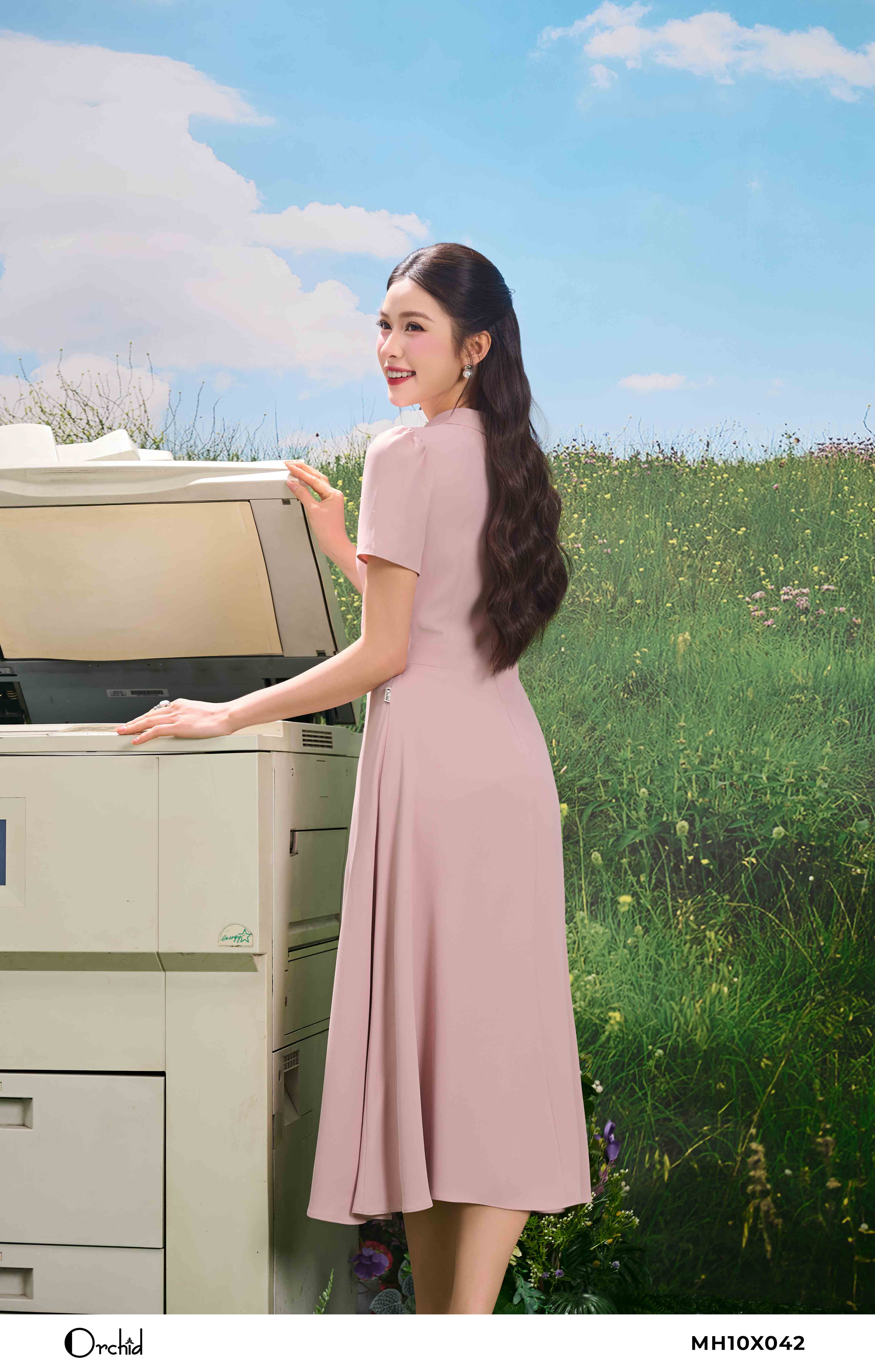 MH10X042 - Đầm lụa sạn