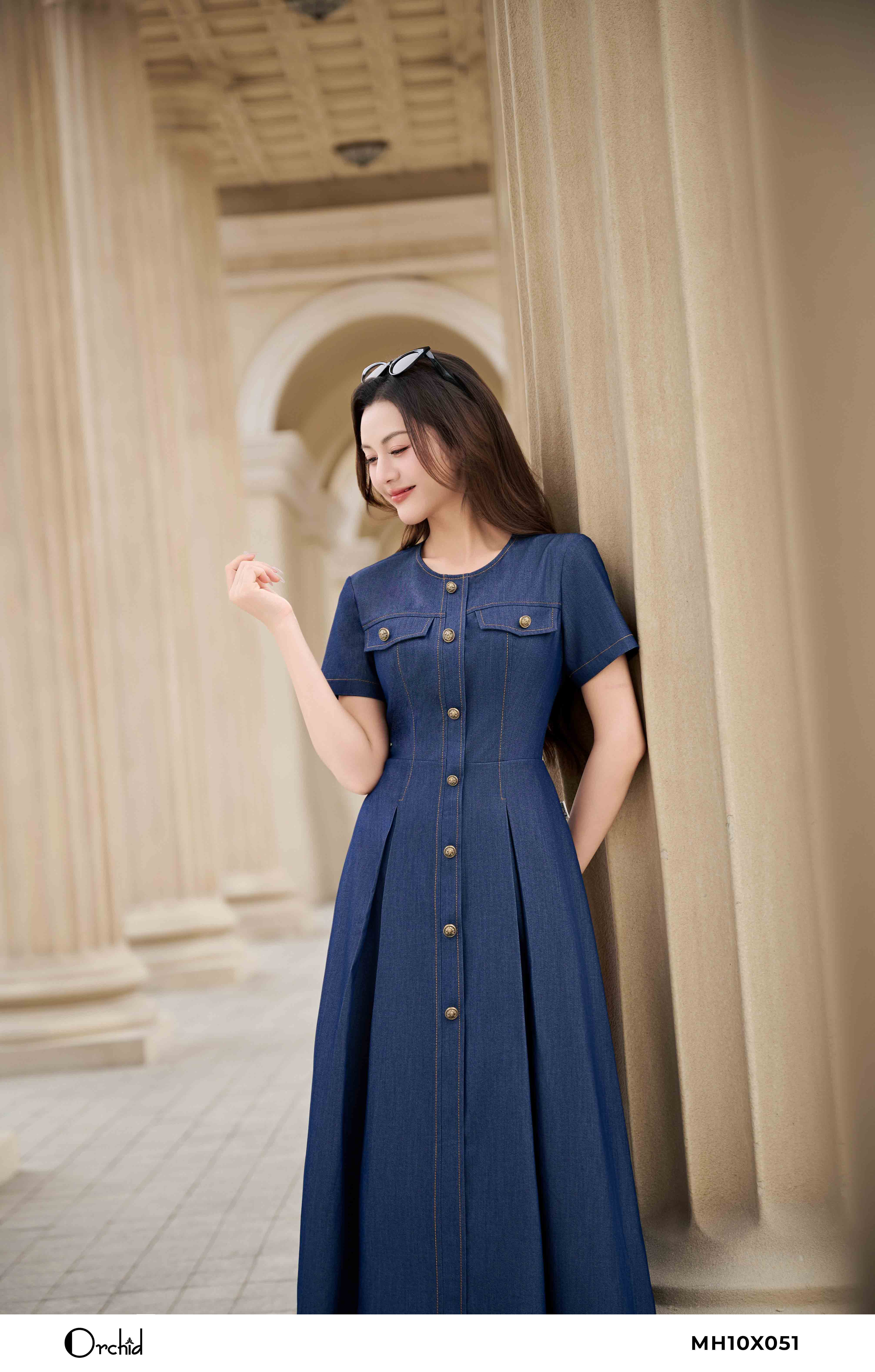 MH10X051 - Đầm denim chéo