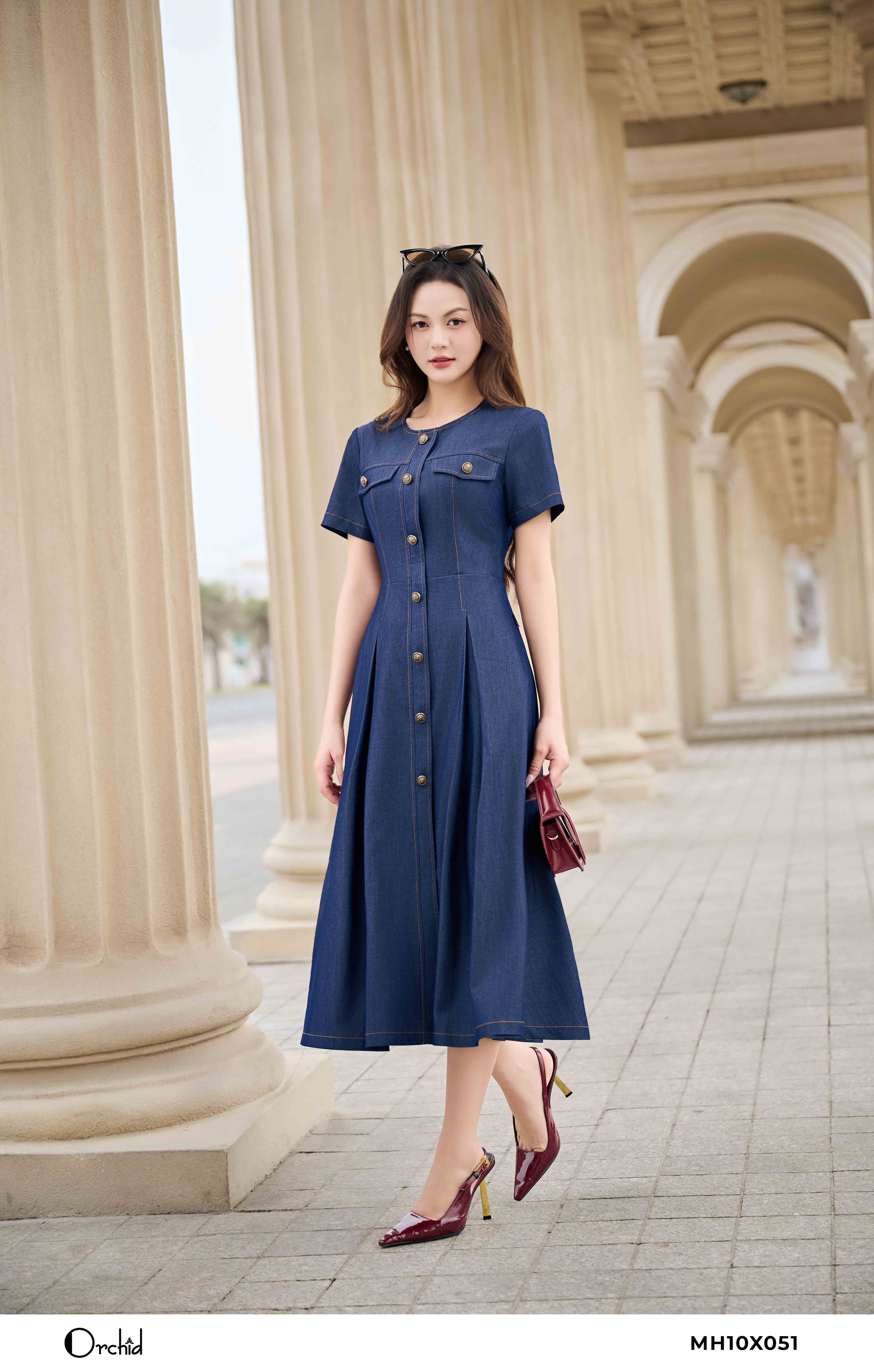 MH10X051 - Đầm denim chéo
