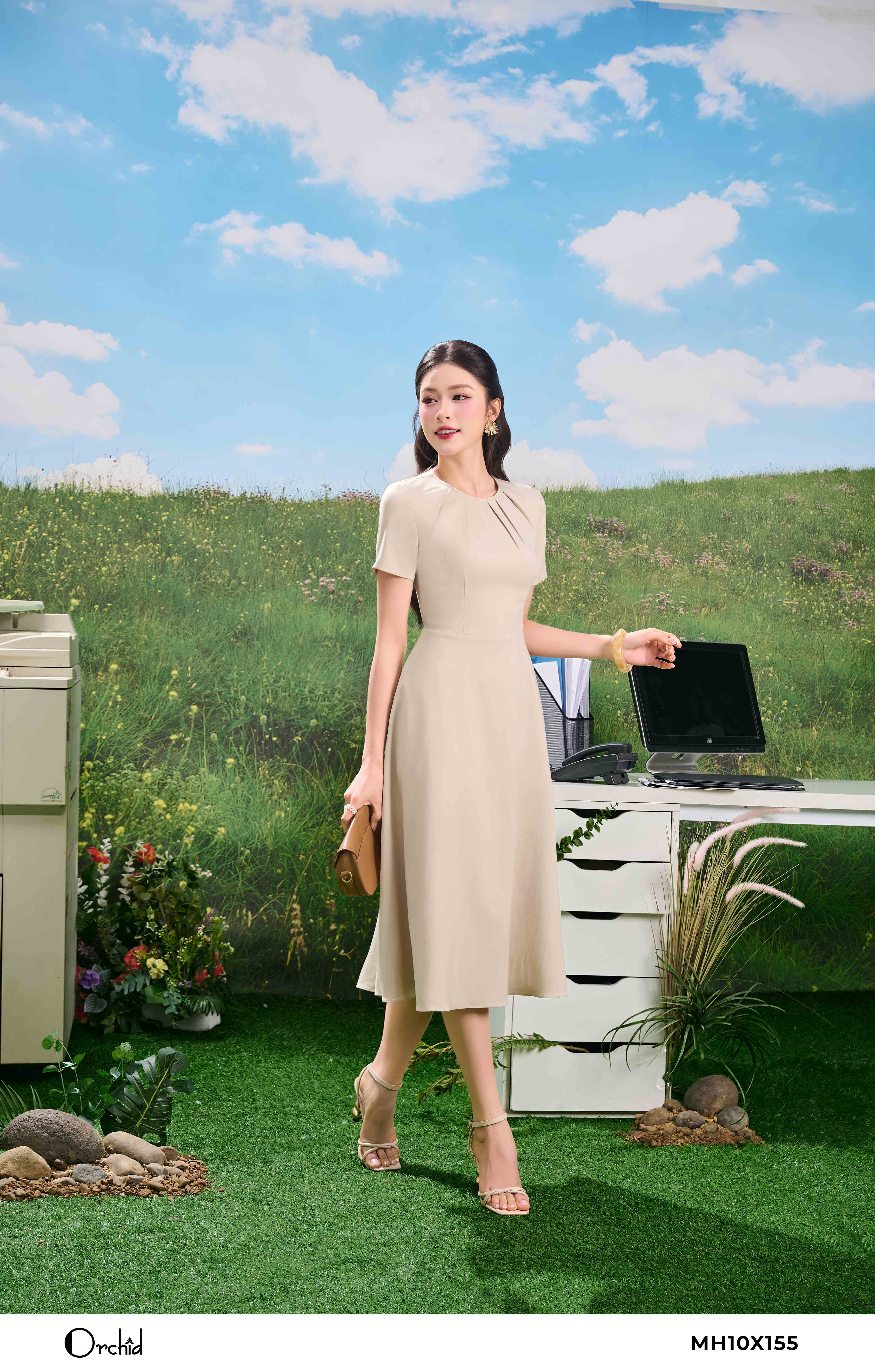 MH10X155 - Đầm natural sợi tự nhiên