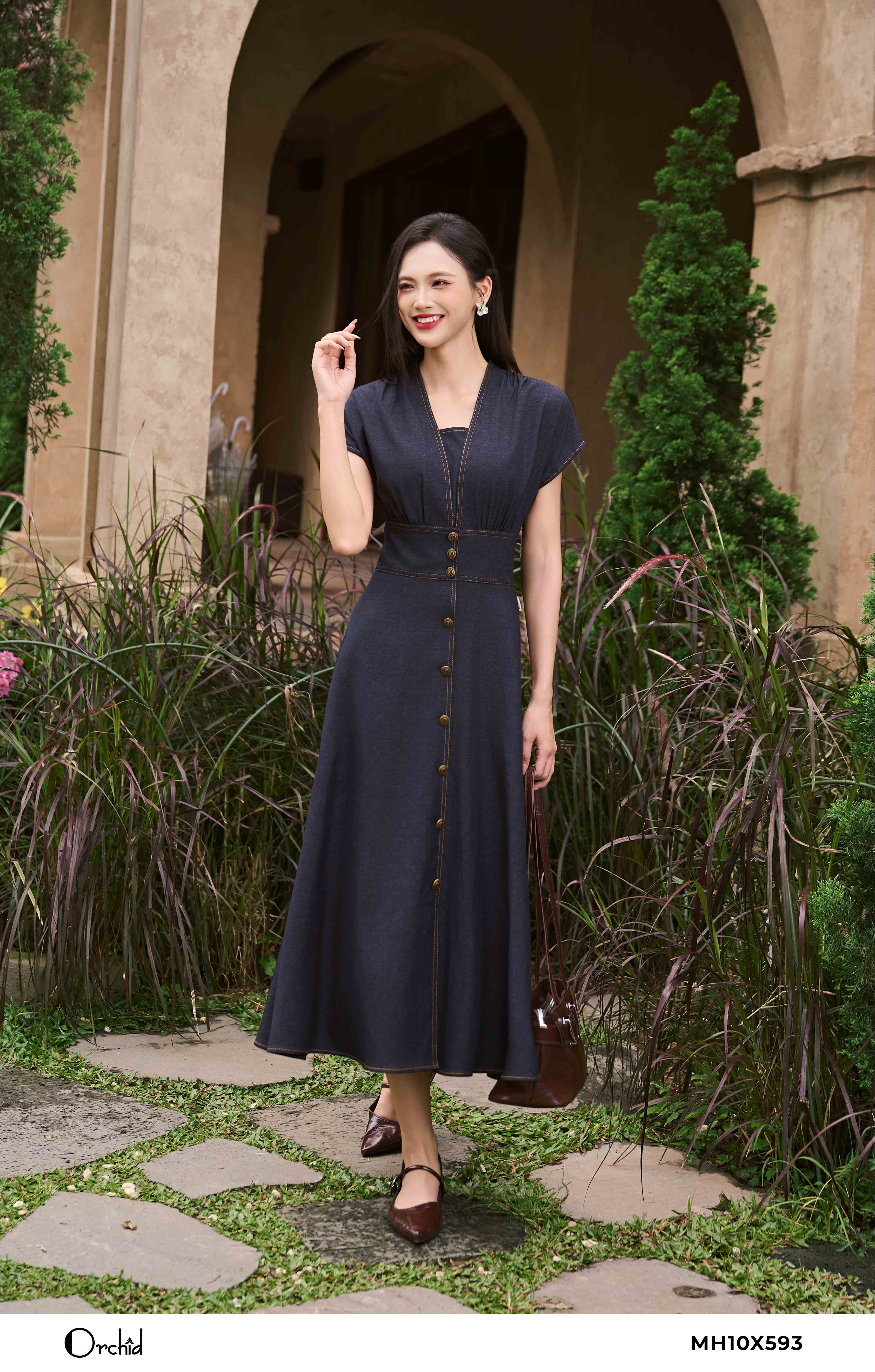 MH10X593 - Đầm denim bò lụa