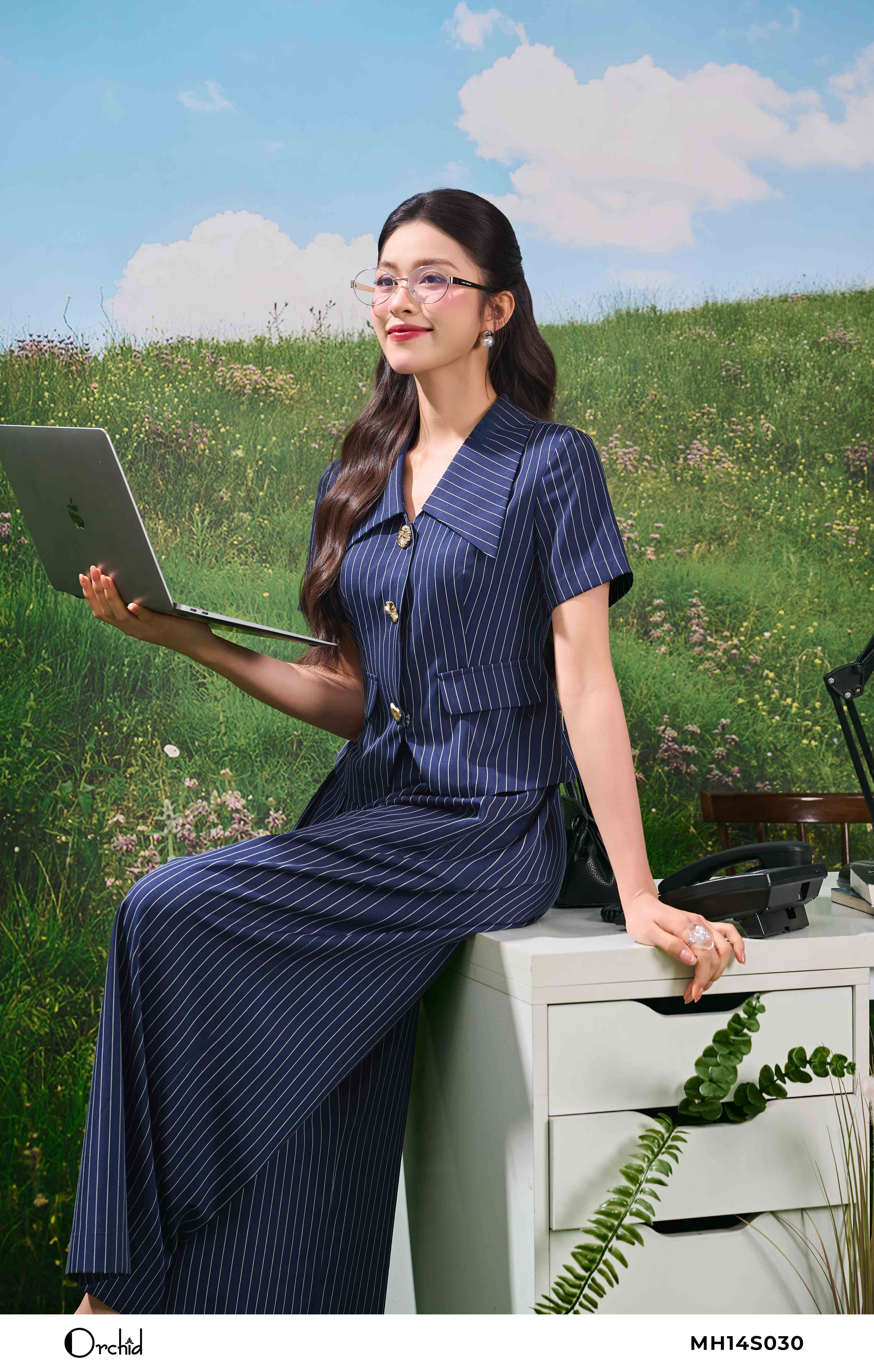 MH14S030 - Bộ twill silk kẻ