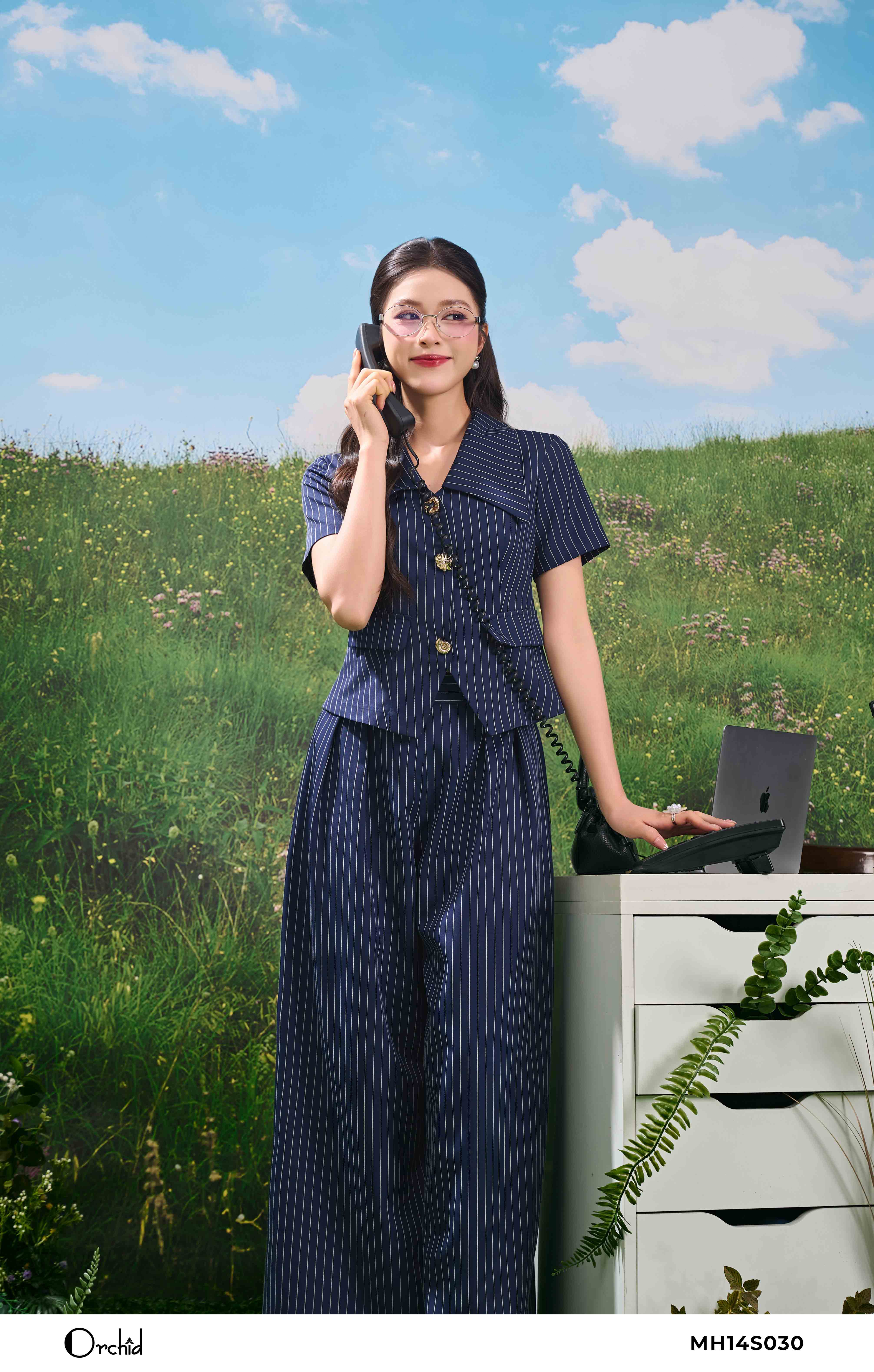 MH14S030 - Bộ twill silk kẻ