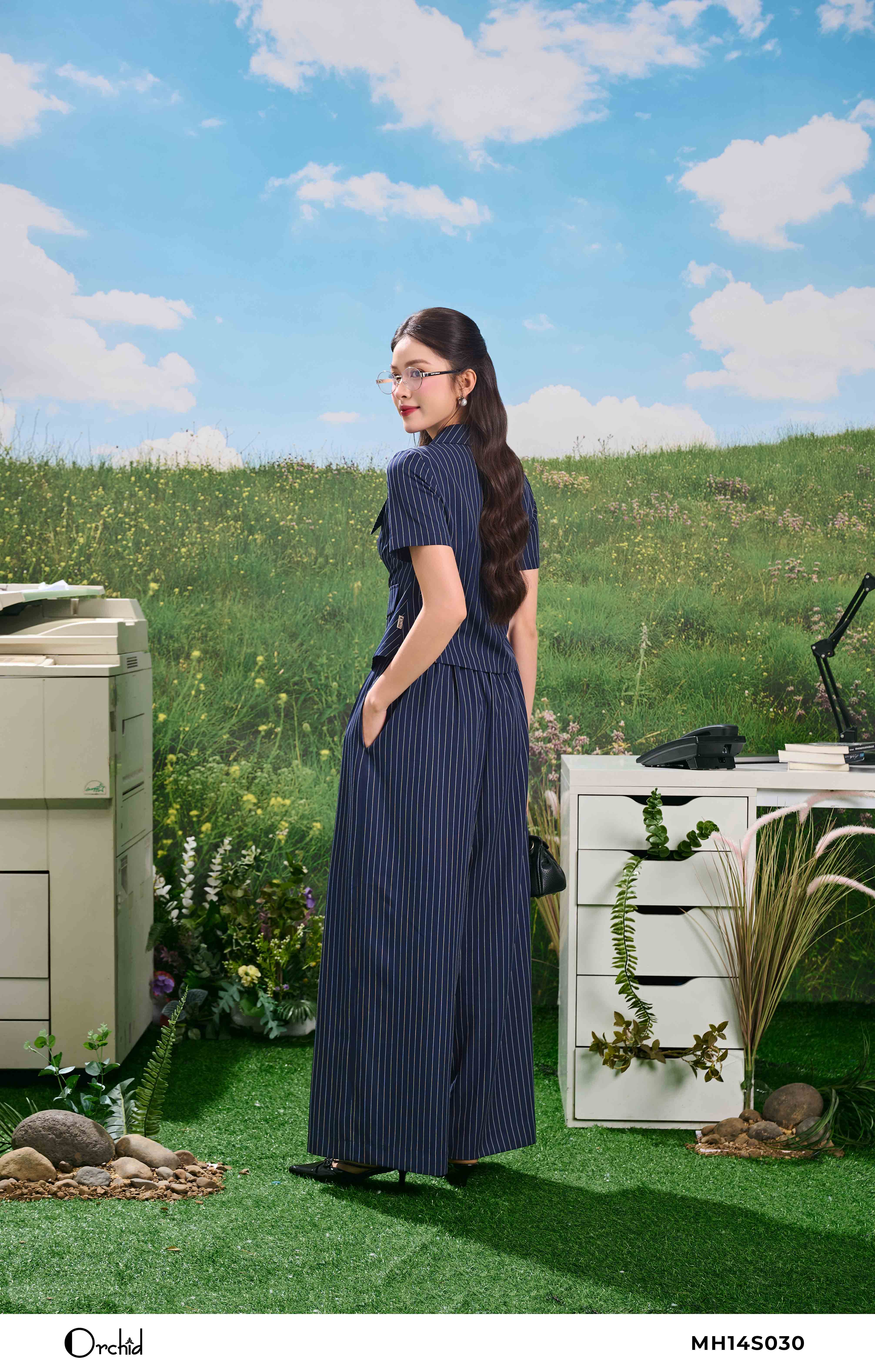 MH14S030 - Bộ twill silk kẻ