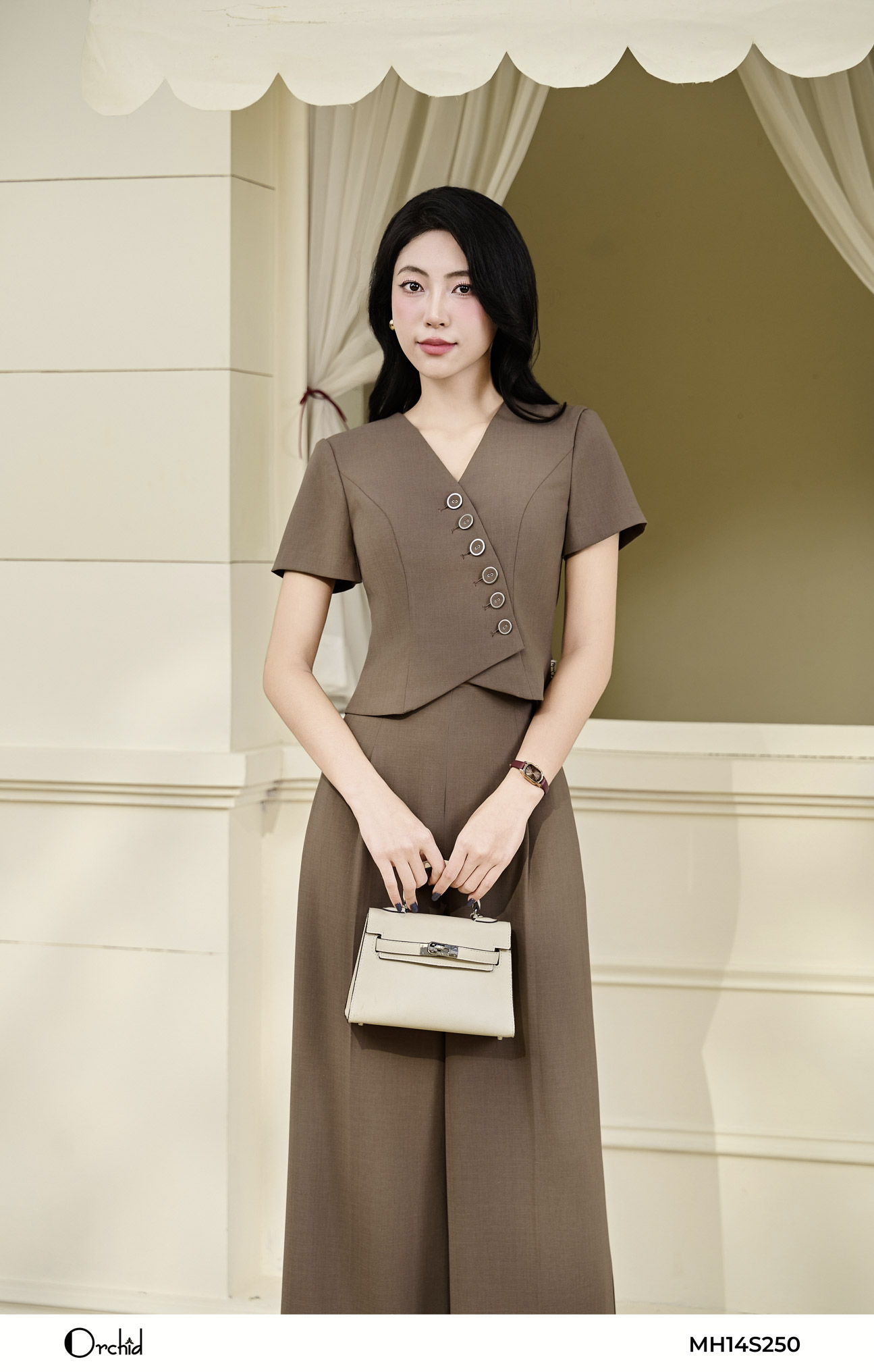 MH14S250 - Bộ twill silk vân kẻ
