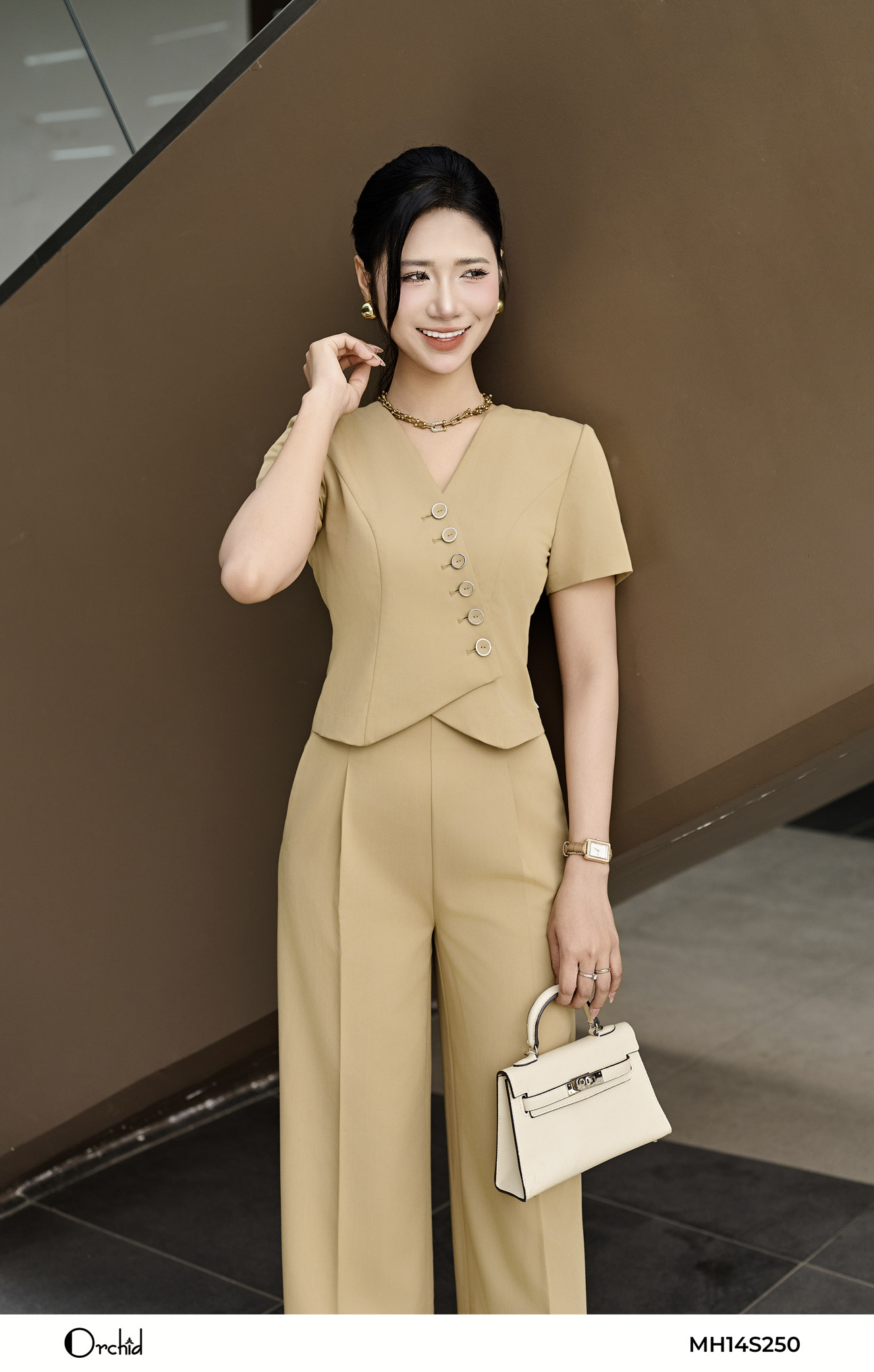 MH14S250 - Bộ twill silk vân kẻ