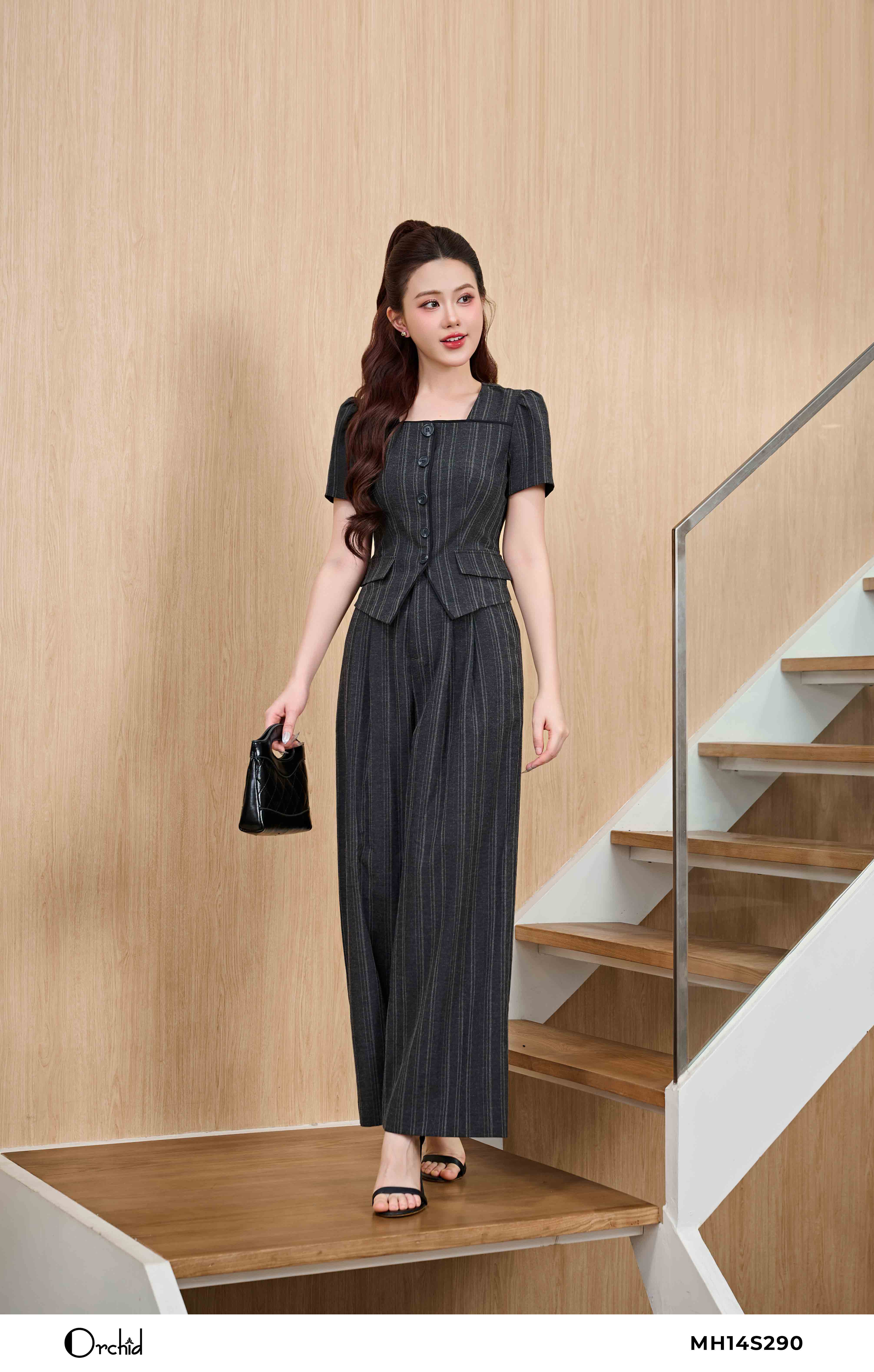 MH14S290 - Bộ twill silk kẻ sọc