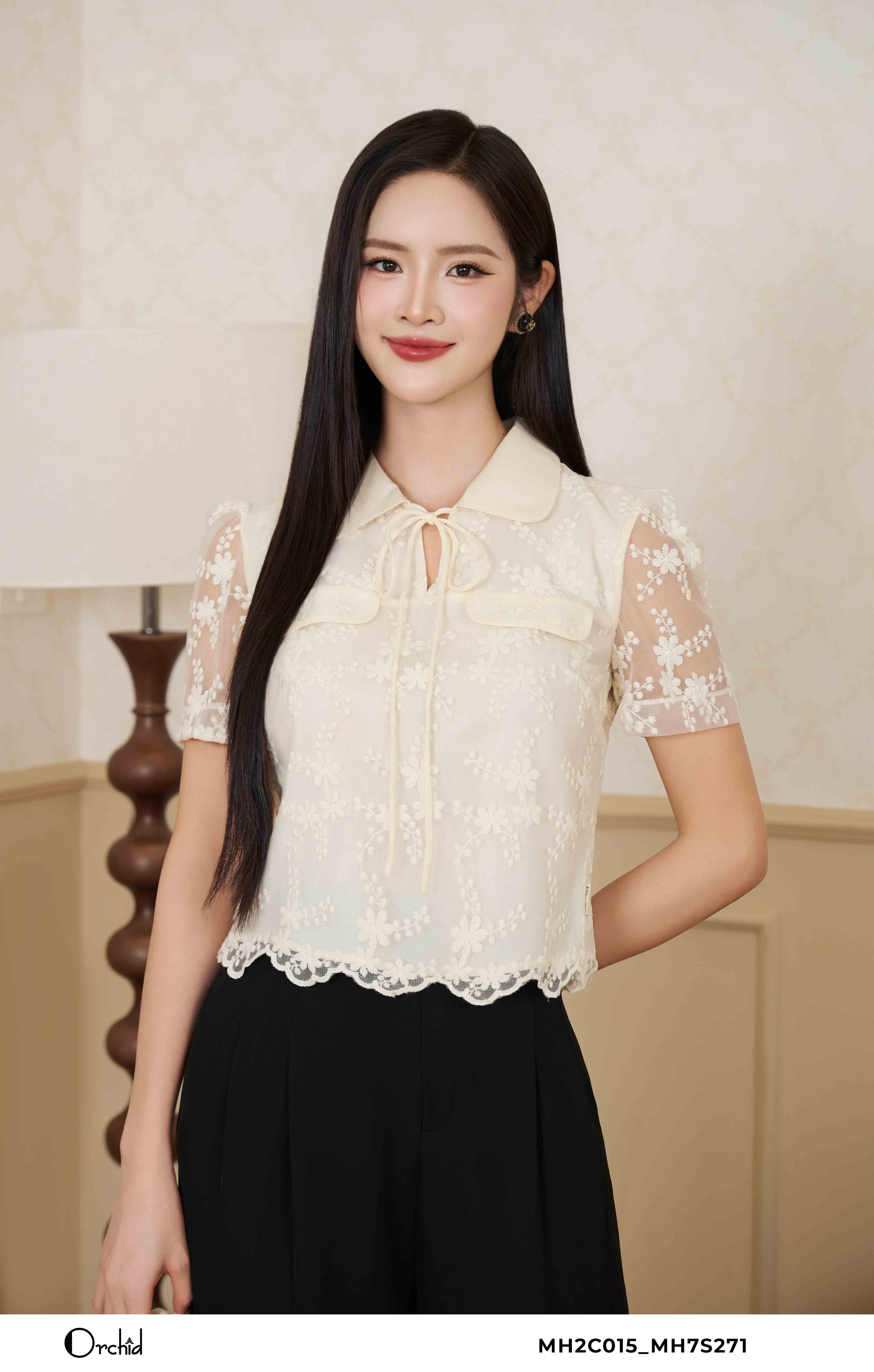 MH2C015/2 - Áo ren thêu hoa 3D