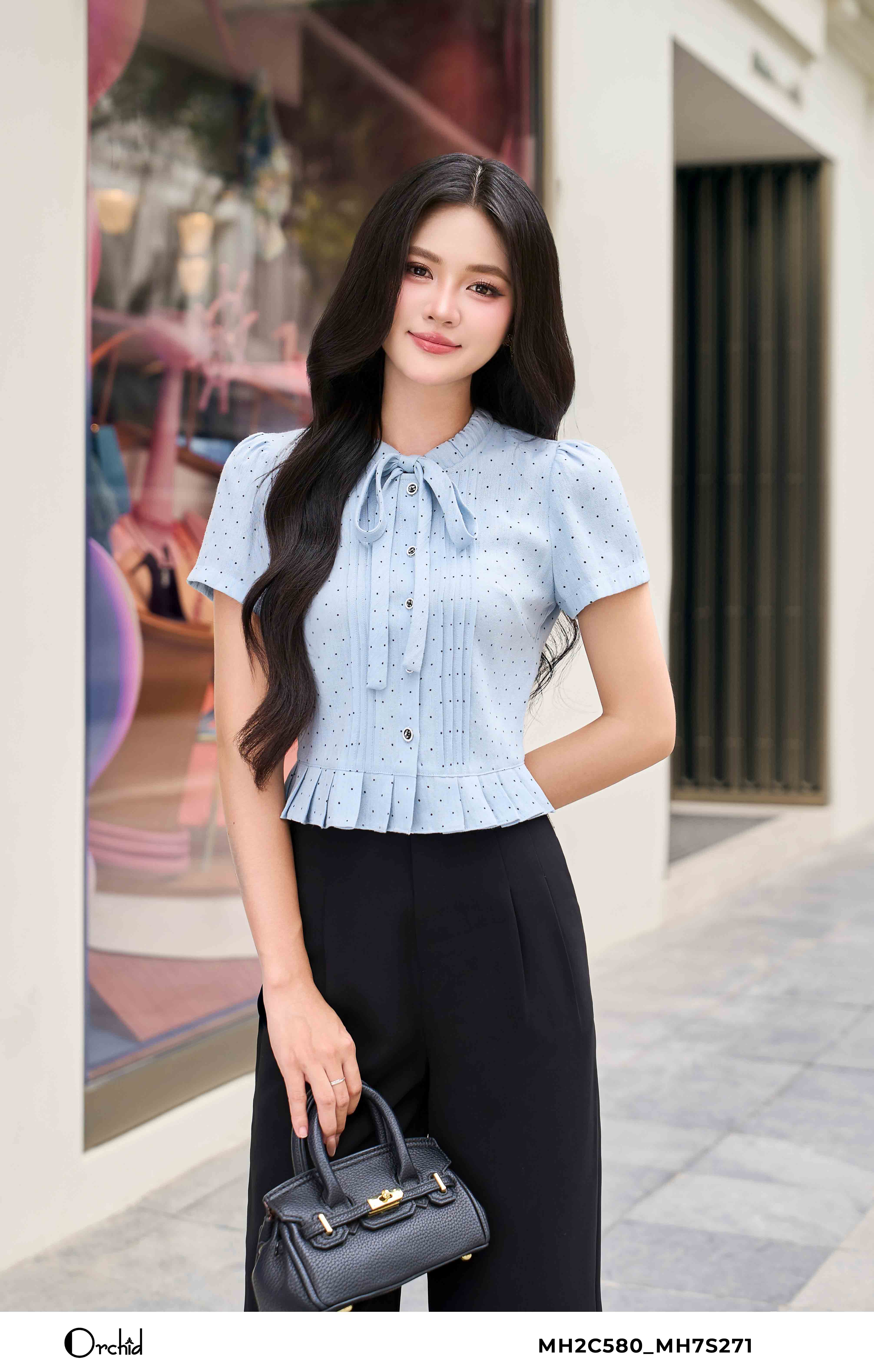 MH2C580 - Áo thô linen chấm bi