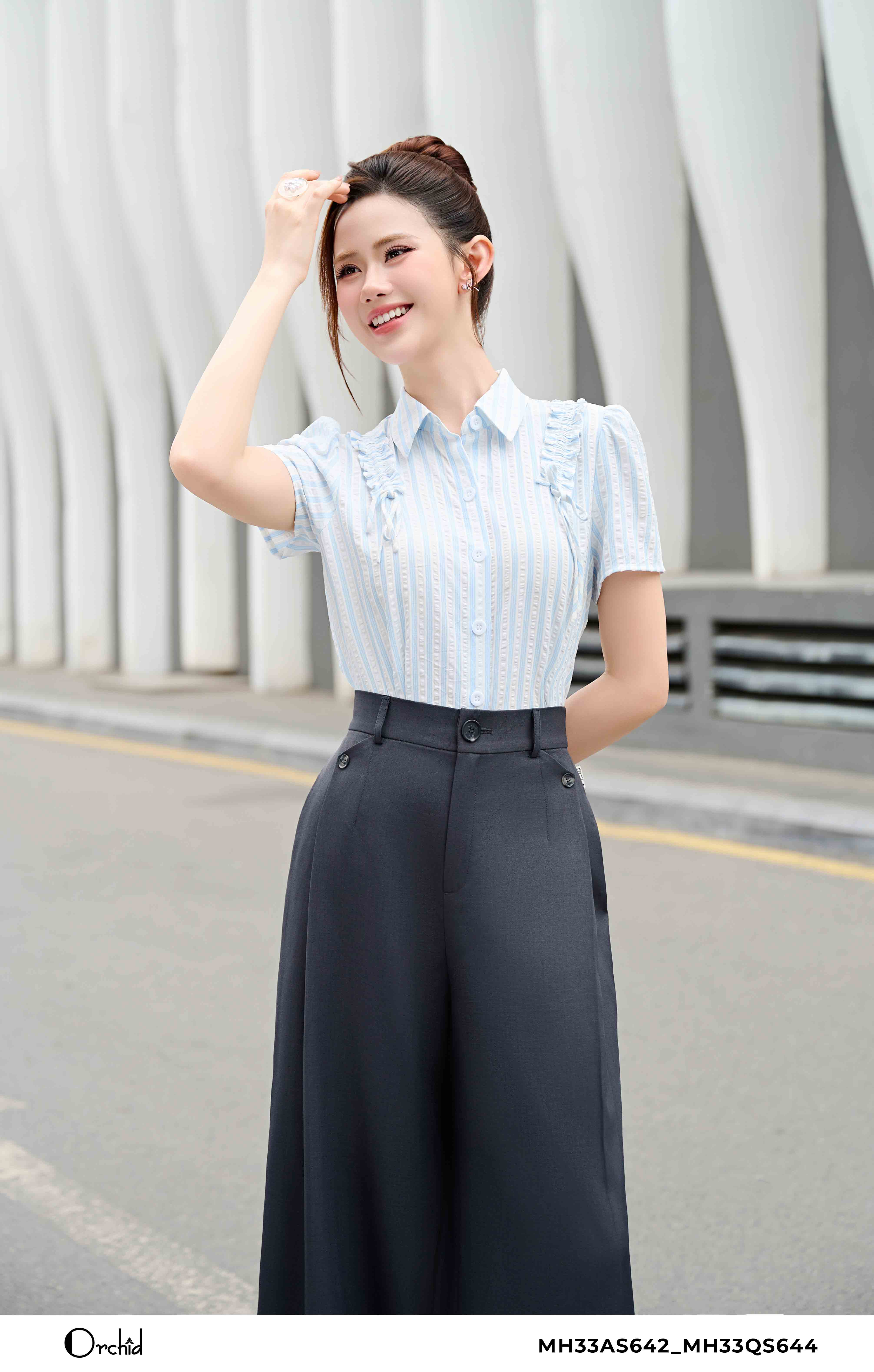 MH33QS644 - Quần twill silk xước