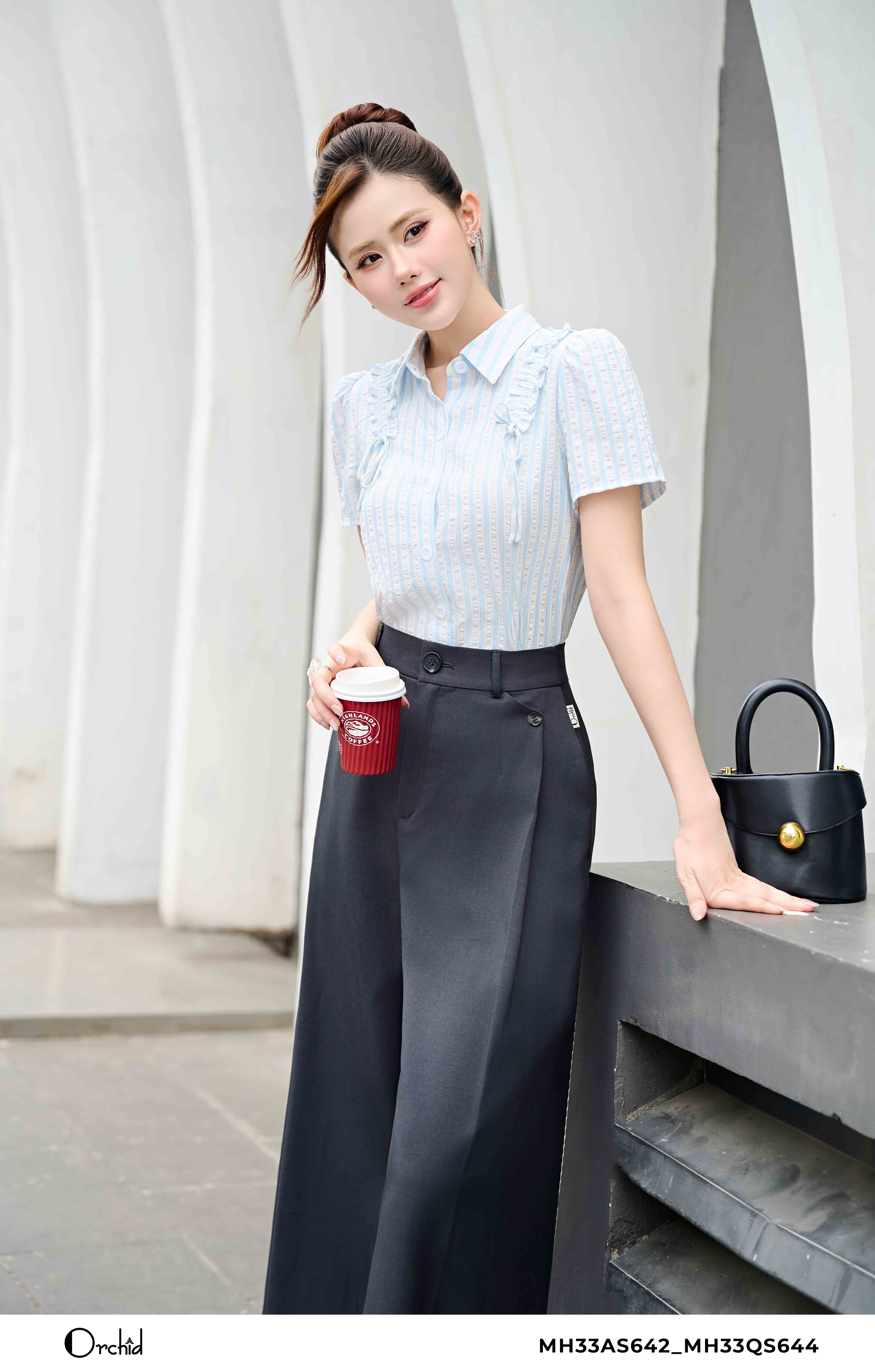 MH33QS644 - Quần twill silk xước