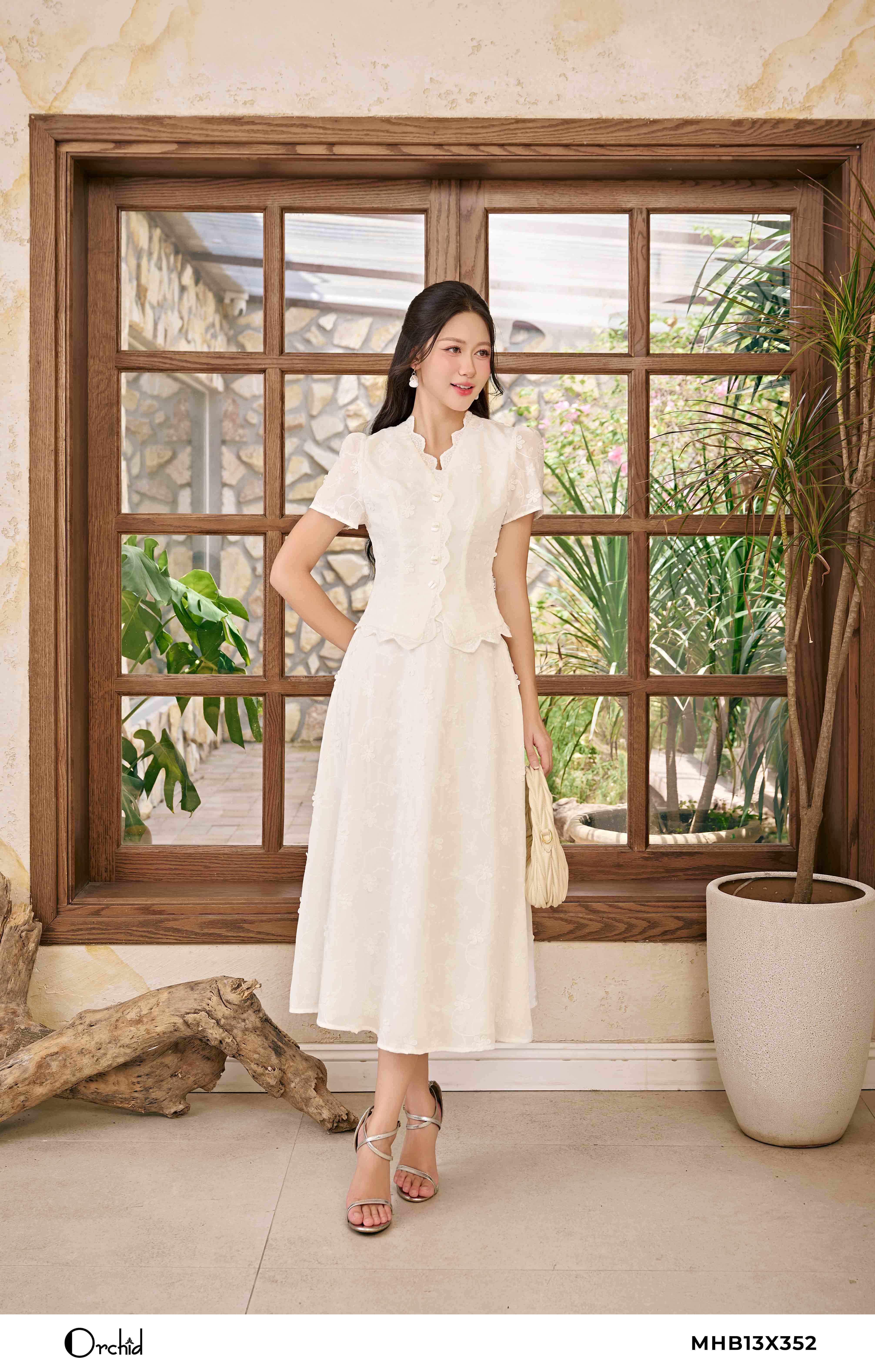 MHB13X352 - Bộ thô boil thêu hoa nổi