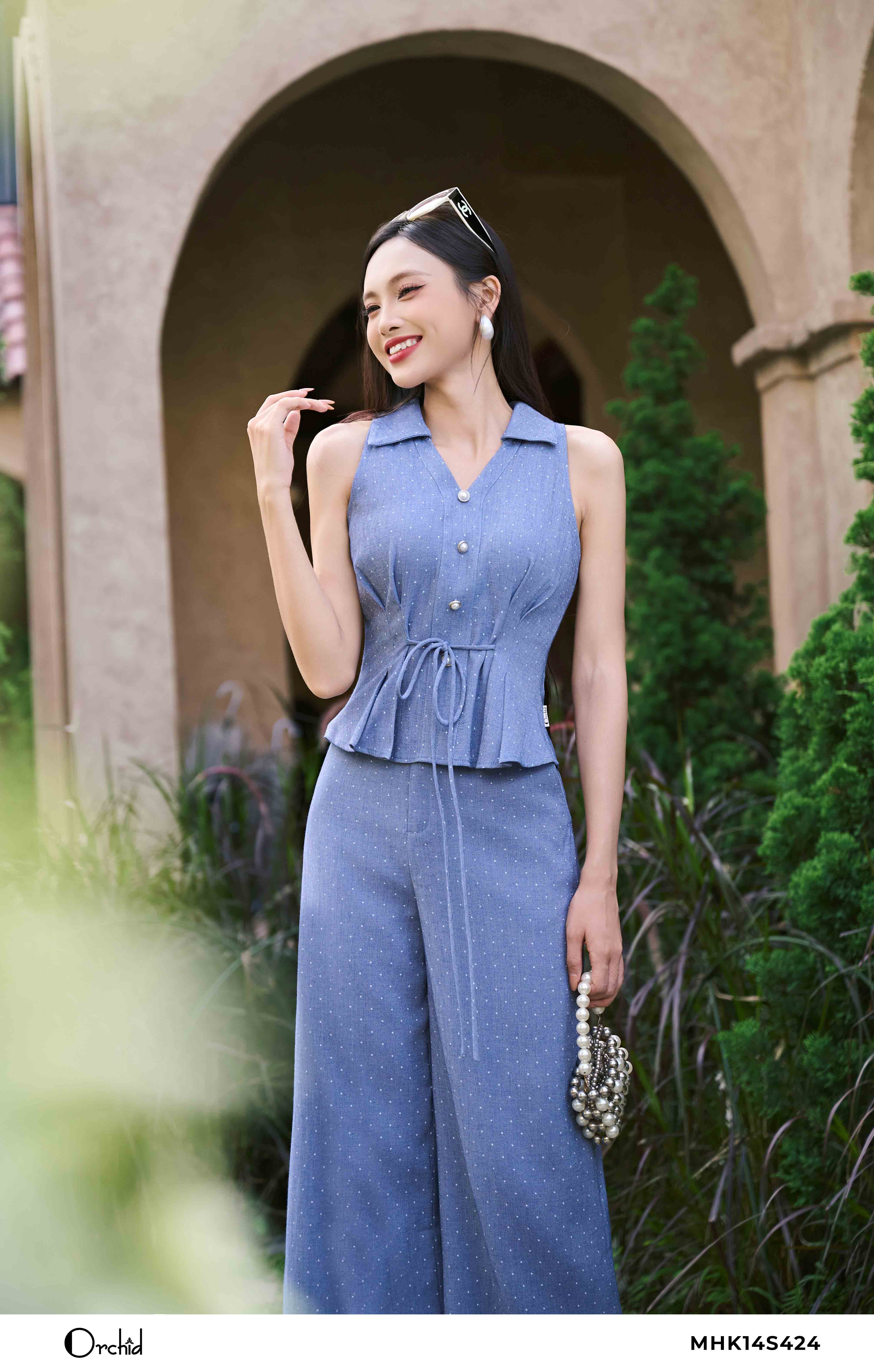 MHK14S424 - Bộ thô linen vân chấm bi