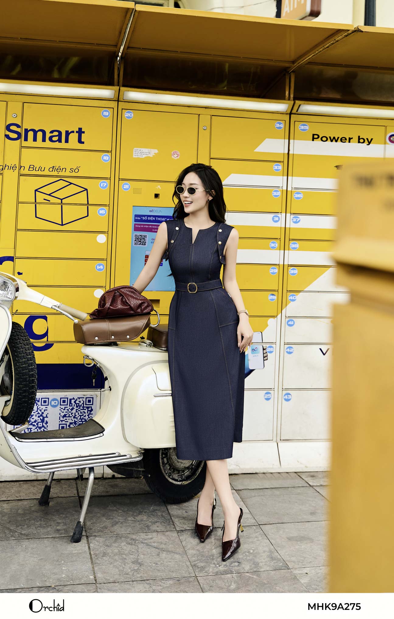 MHK9A275 - Đầm denim vân chéo