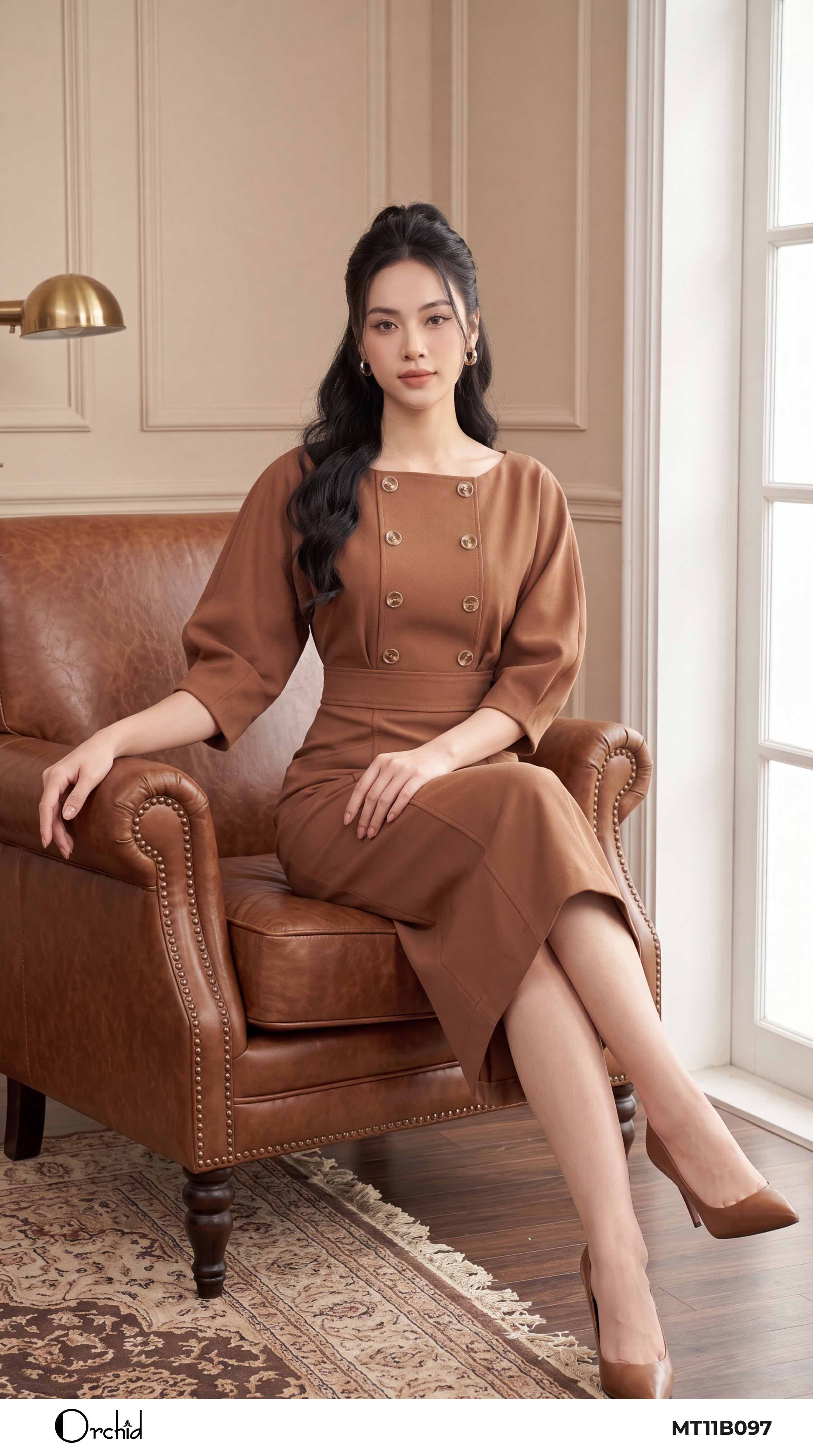 MT11B097 - Đầm crep sạn