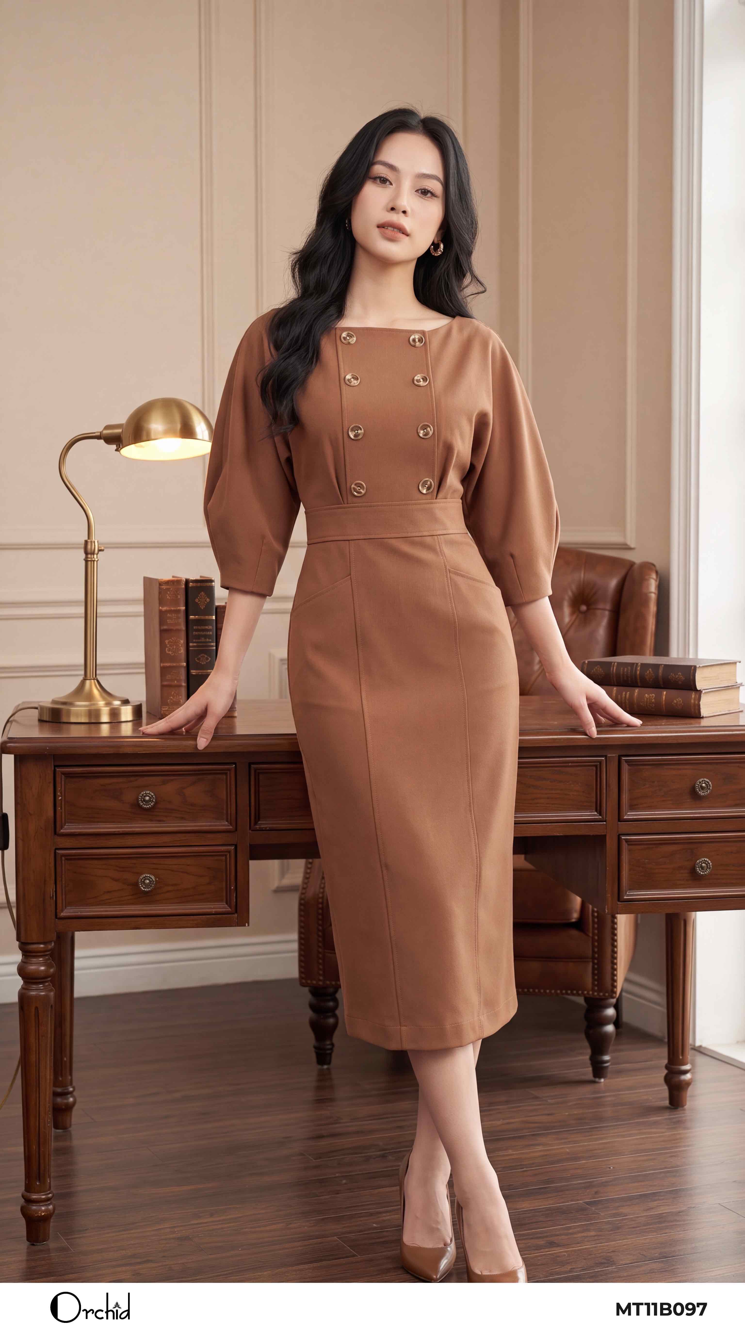 MT11B097 - Đầm crep sạn