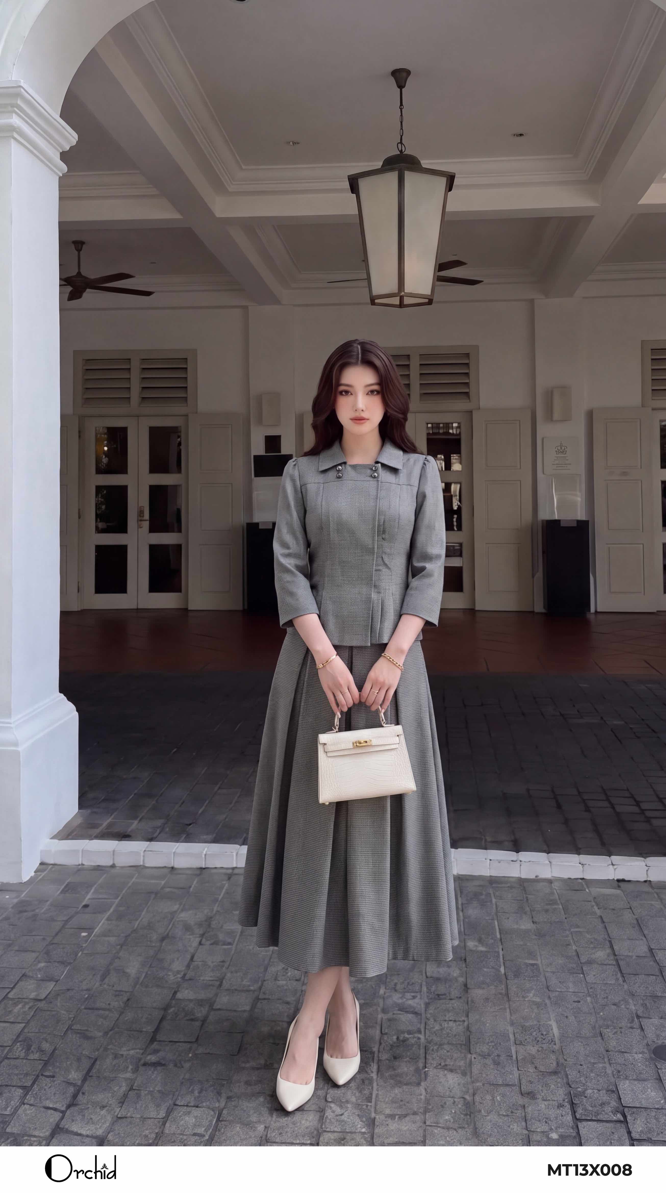 MT13X008 - Bộ twill silk kẻ