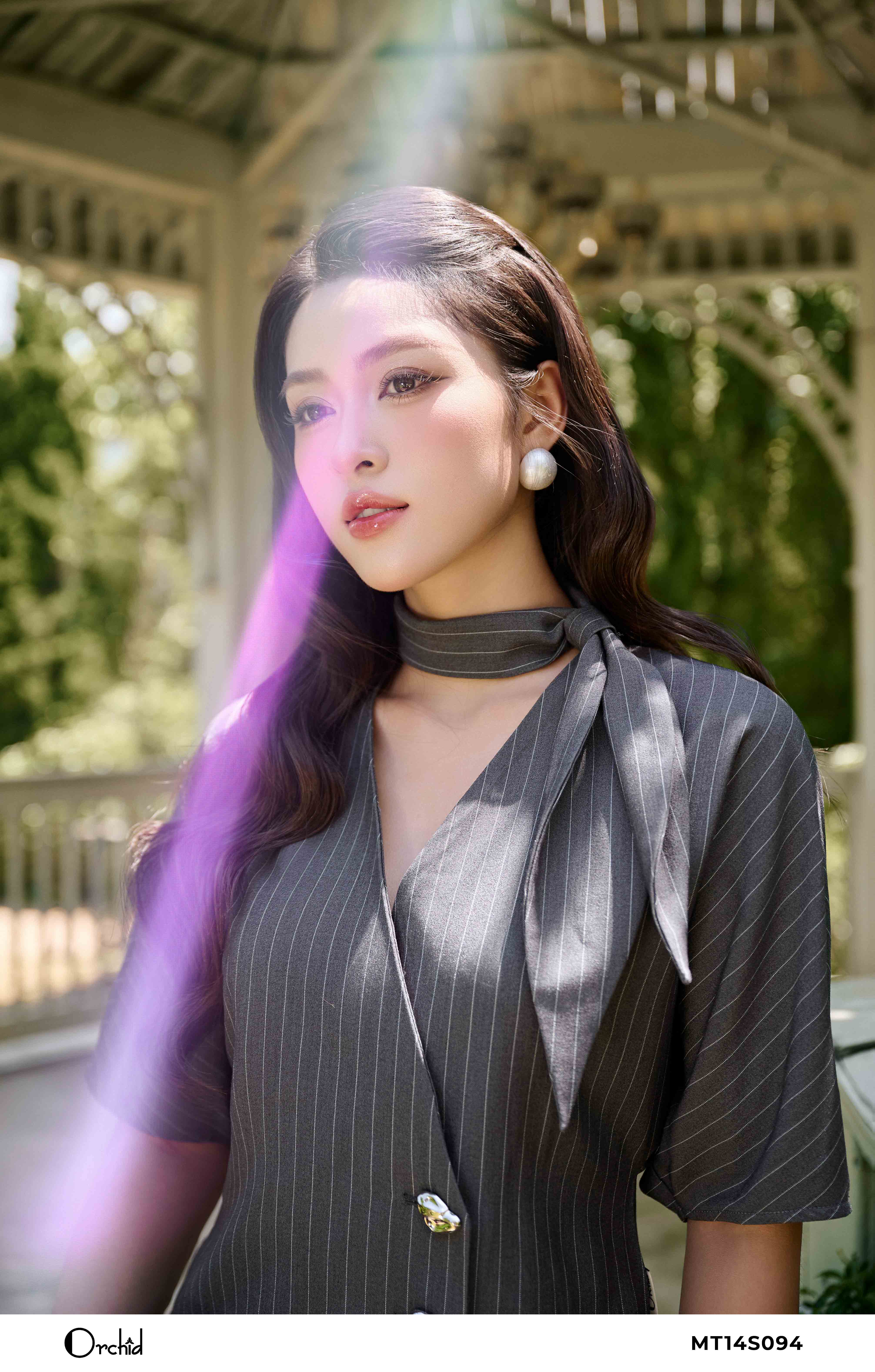 MT14S094 - Bộ twill silk kẻ sọc