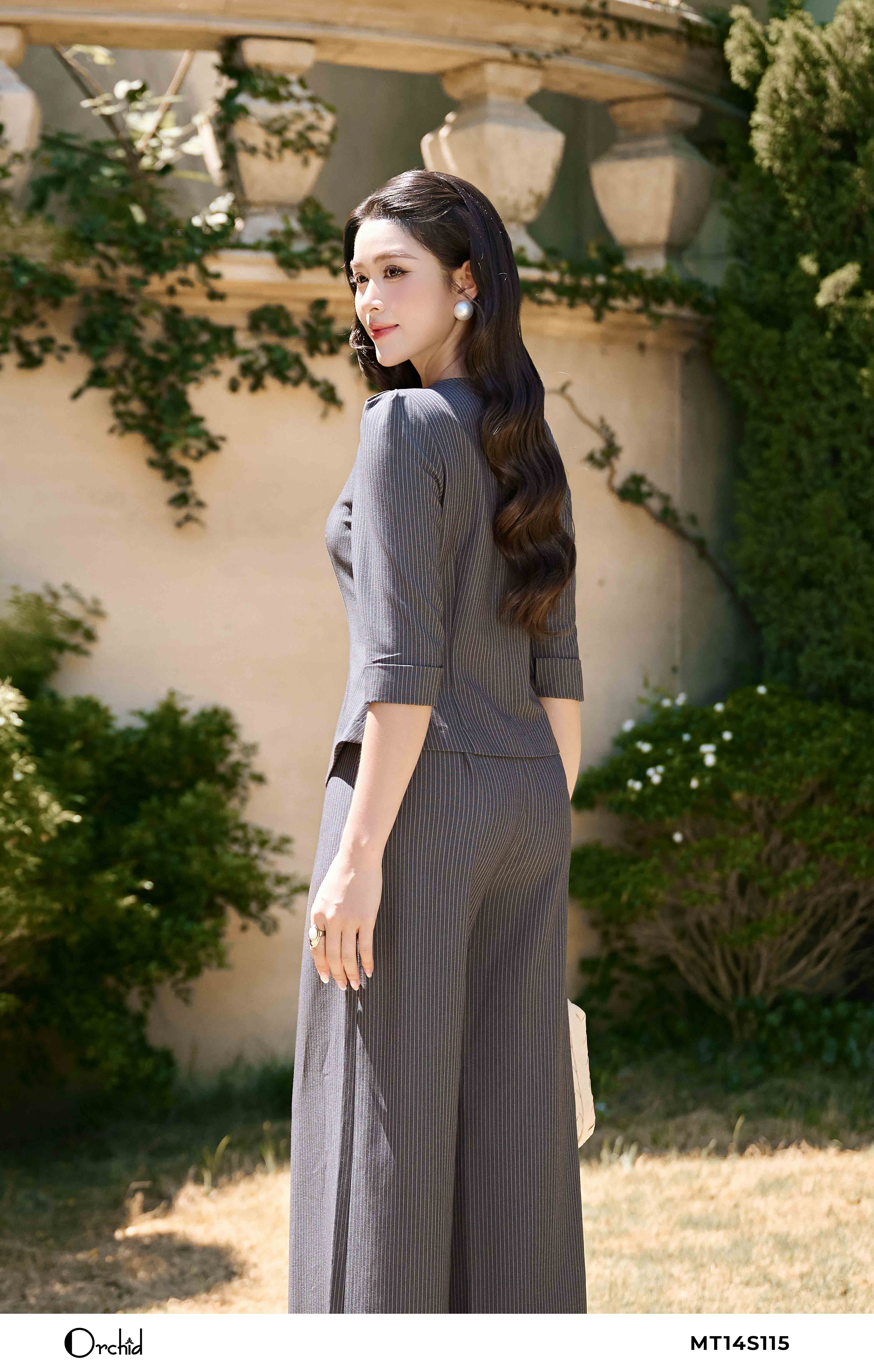 MT14S115 - Bộ twill silk kẻ sọc