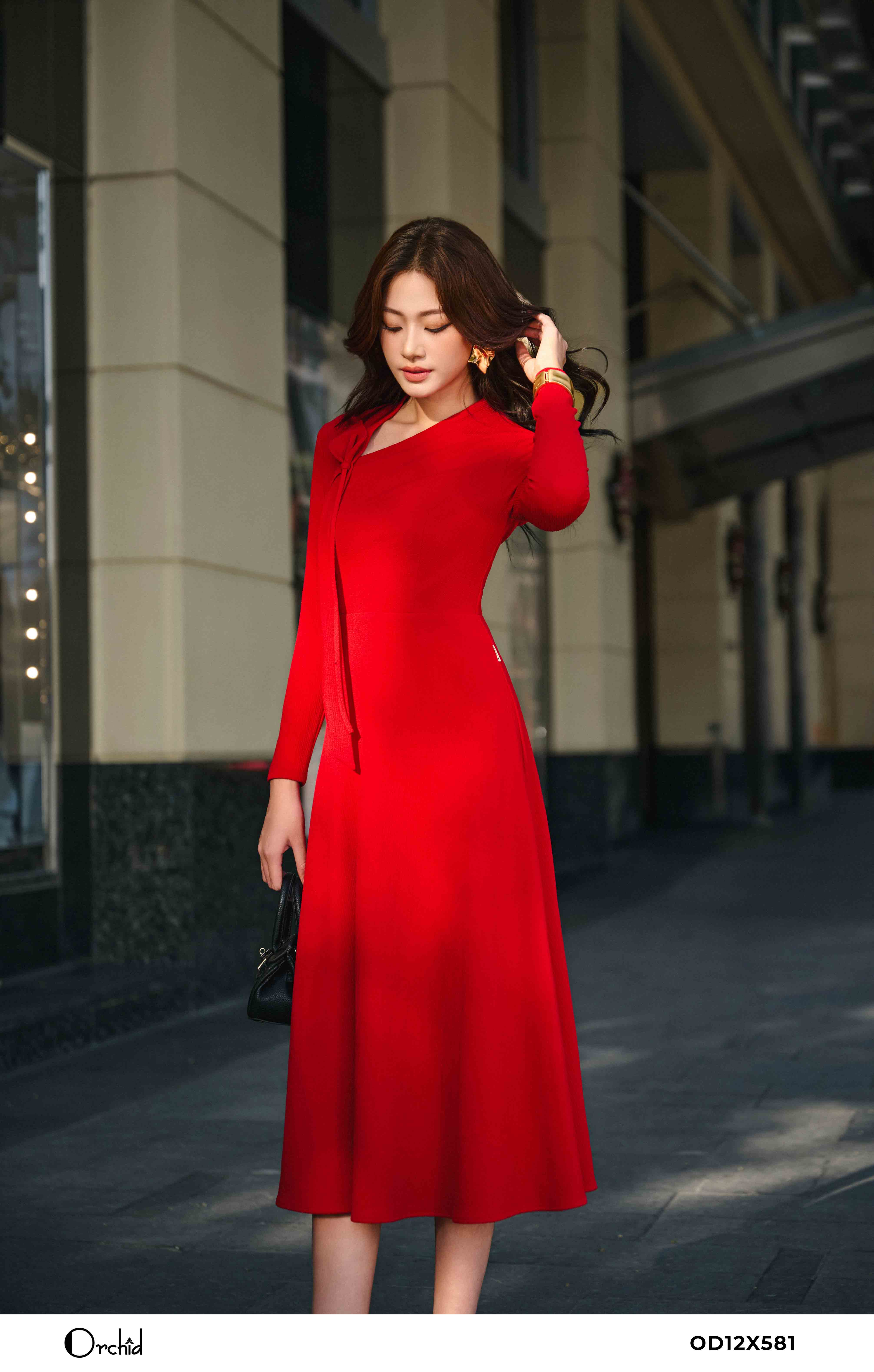 OD12X581 - Đầm len gân sóng